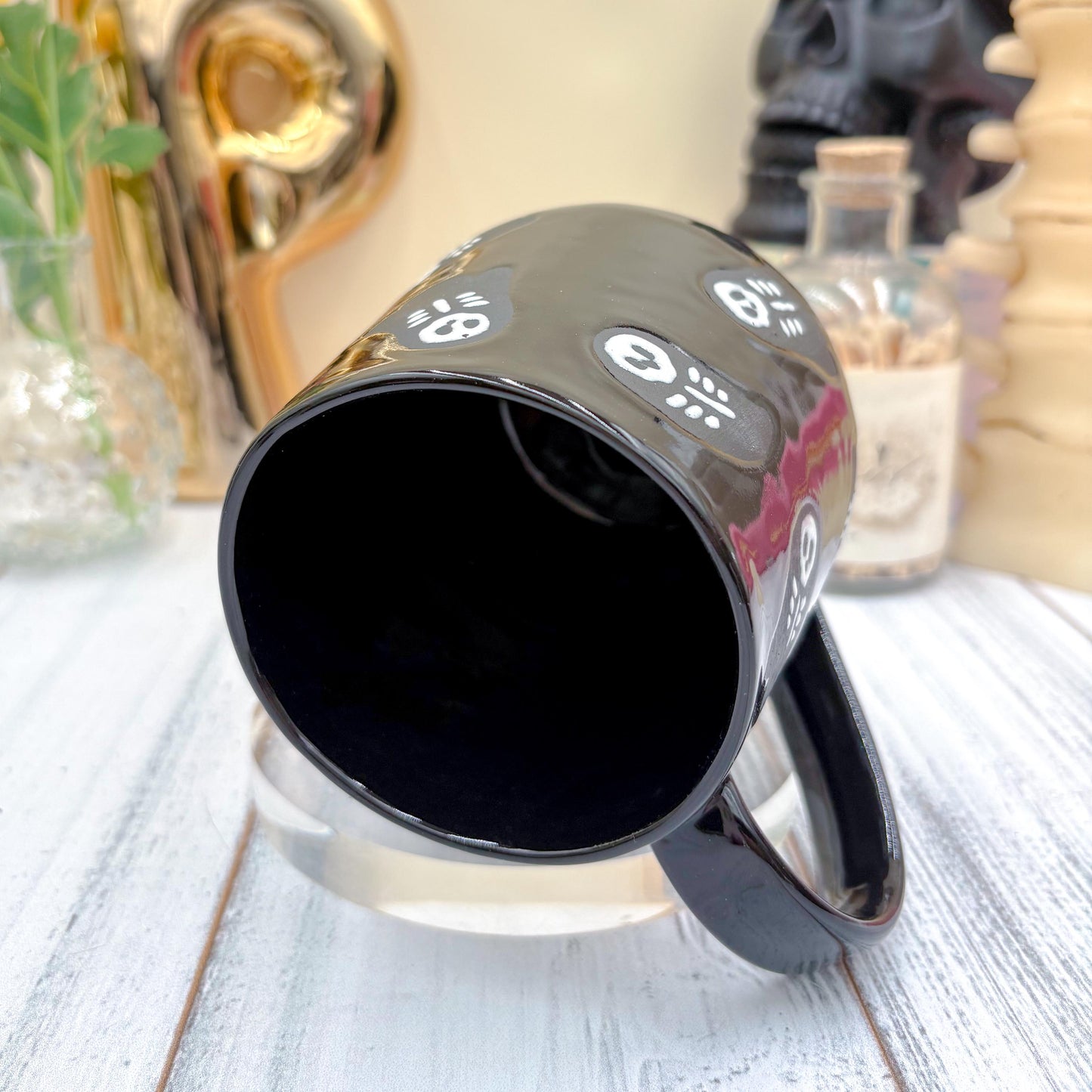 Matte Black Skeleton Ghost Ceramic Mug