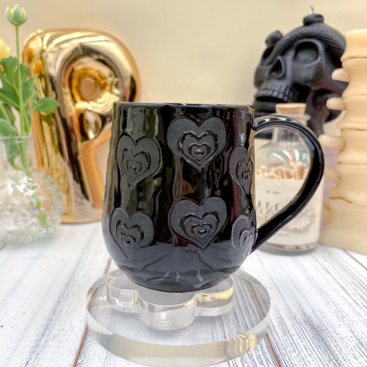 Black on Black Heart Ceramic Mug