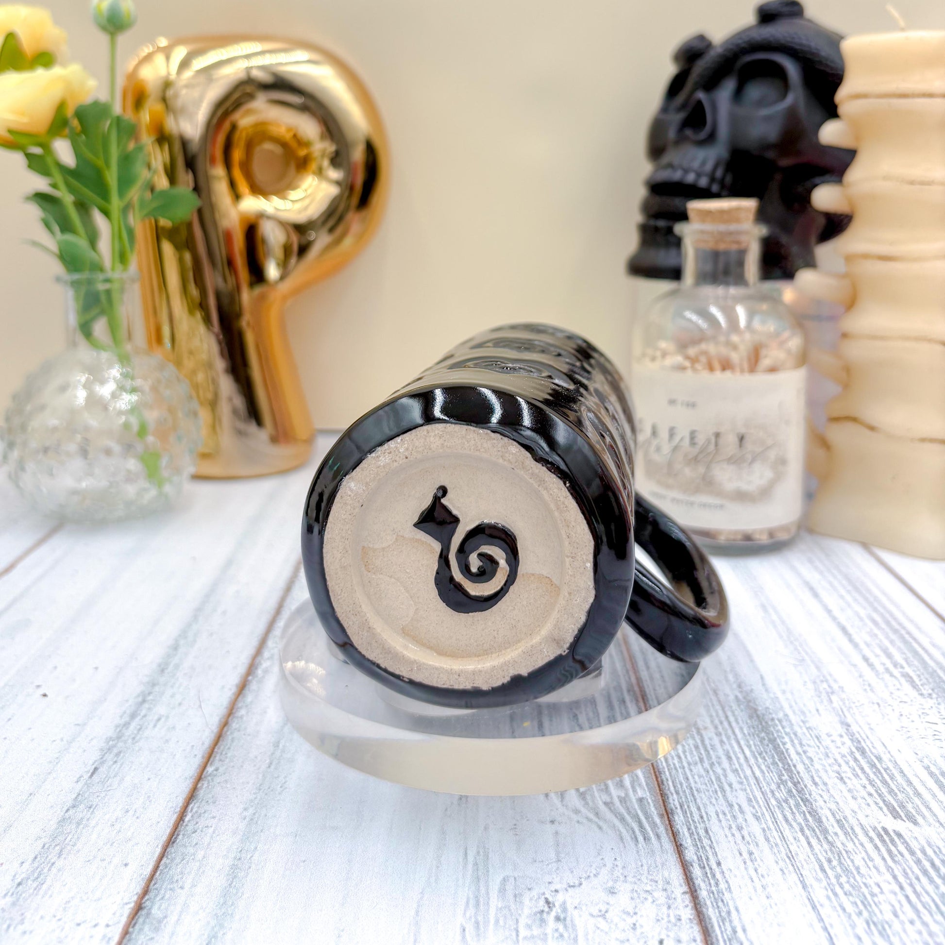 Black on Black Heart Ceramic Mug
