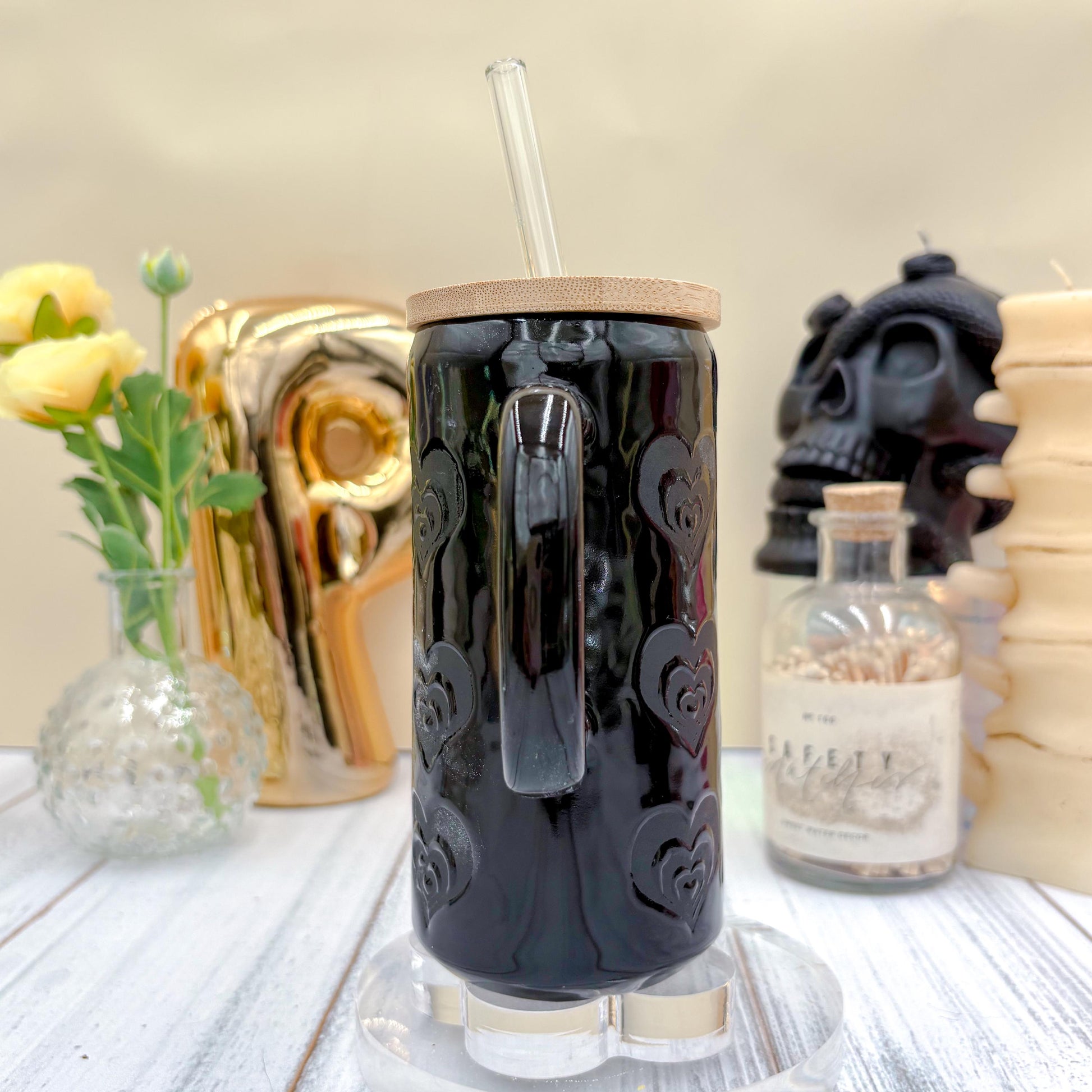 Black on Black Heart Ceramic Mug