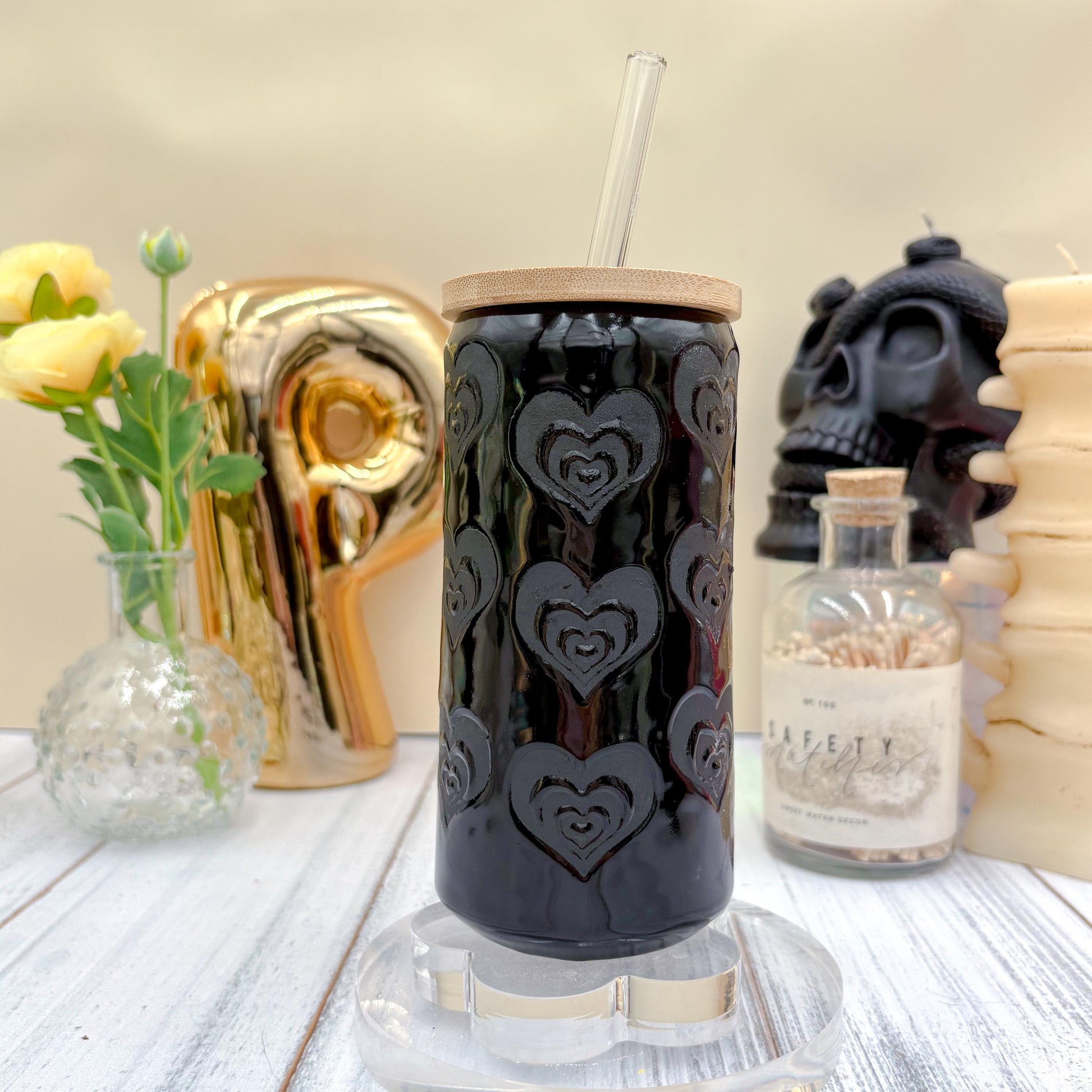 Black on Black Heart Ceramic Mug