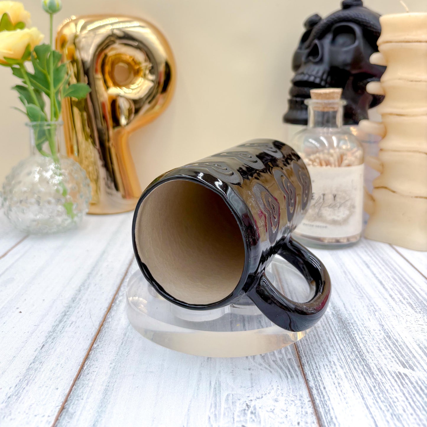 Black on Black Heart Ceramic Mug