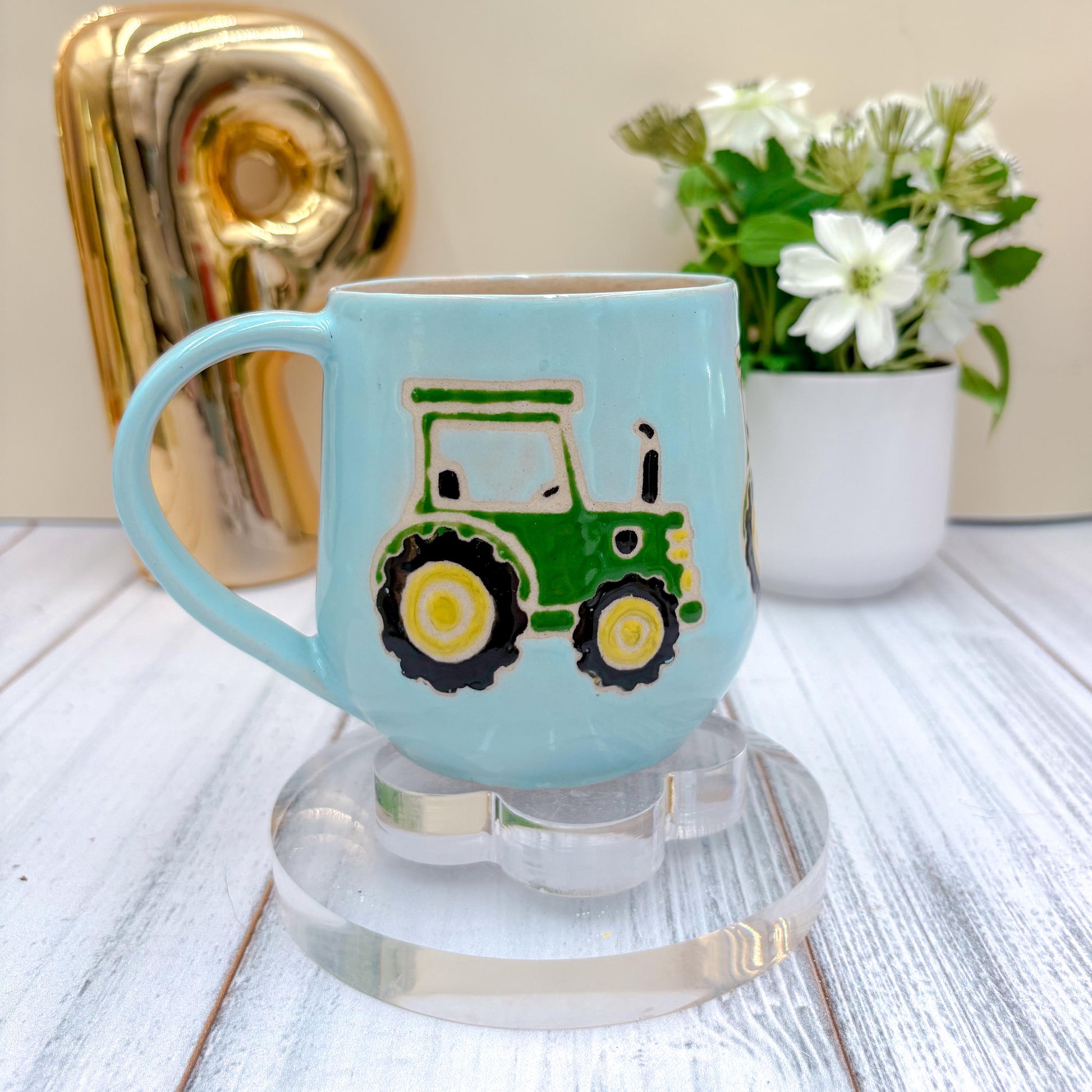 Blue Tractor Ceramic Mug