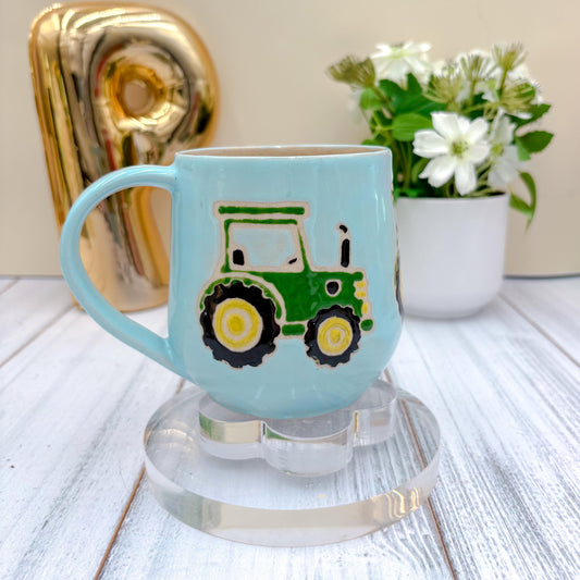 Blue Tractor Ceramic Mug