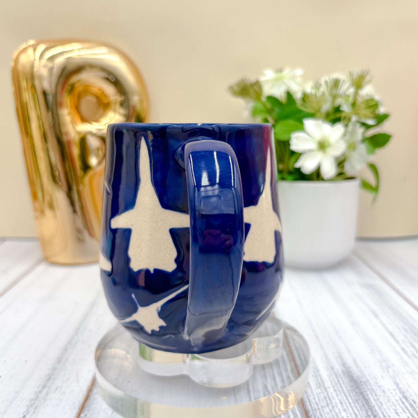 Dark Blue Airplane Ceramic Mug