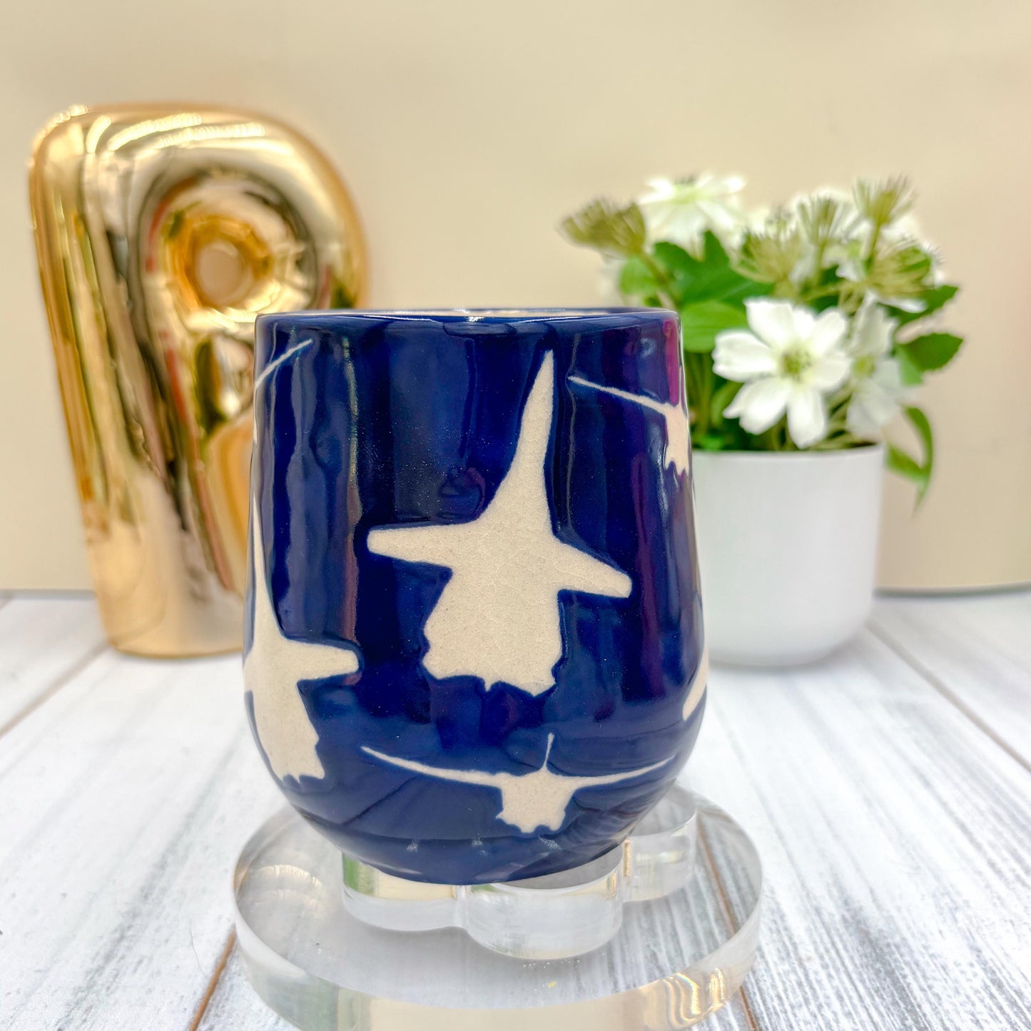 Dark Blue Airplane Ceramic Mug