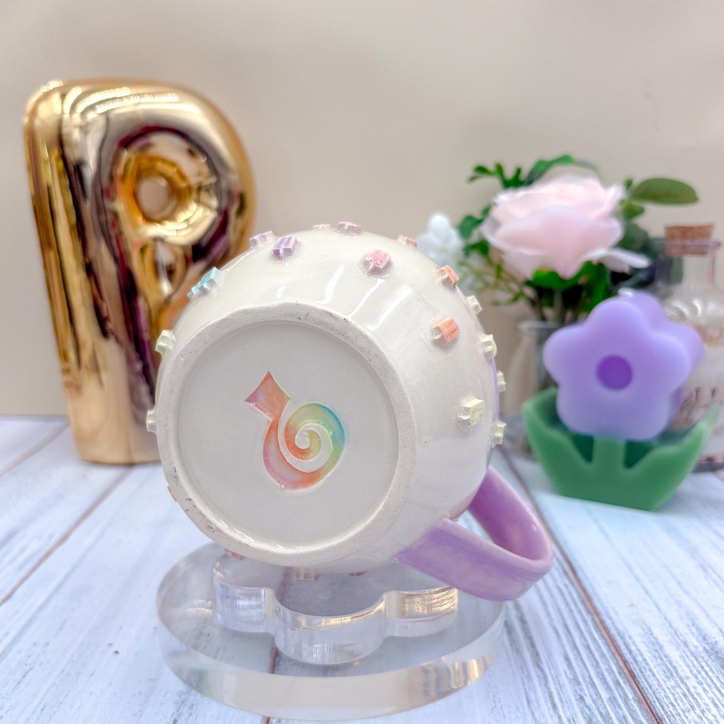 Pastel Rainbow Ice Cream 20 Ounce Ceramic Mug, Ceramic Mug Handmade, Summer Gift Idea, Ice Cream Lovers, Ice Cream Mug For Mom, Ice CreamCup