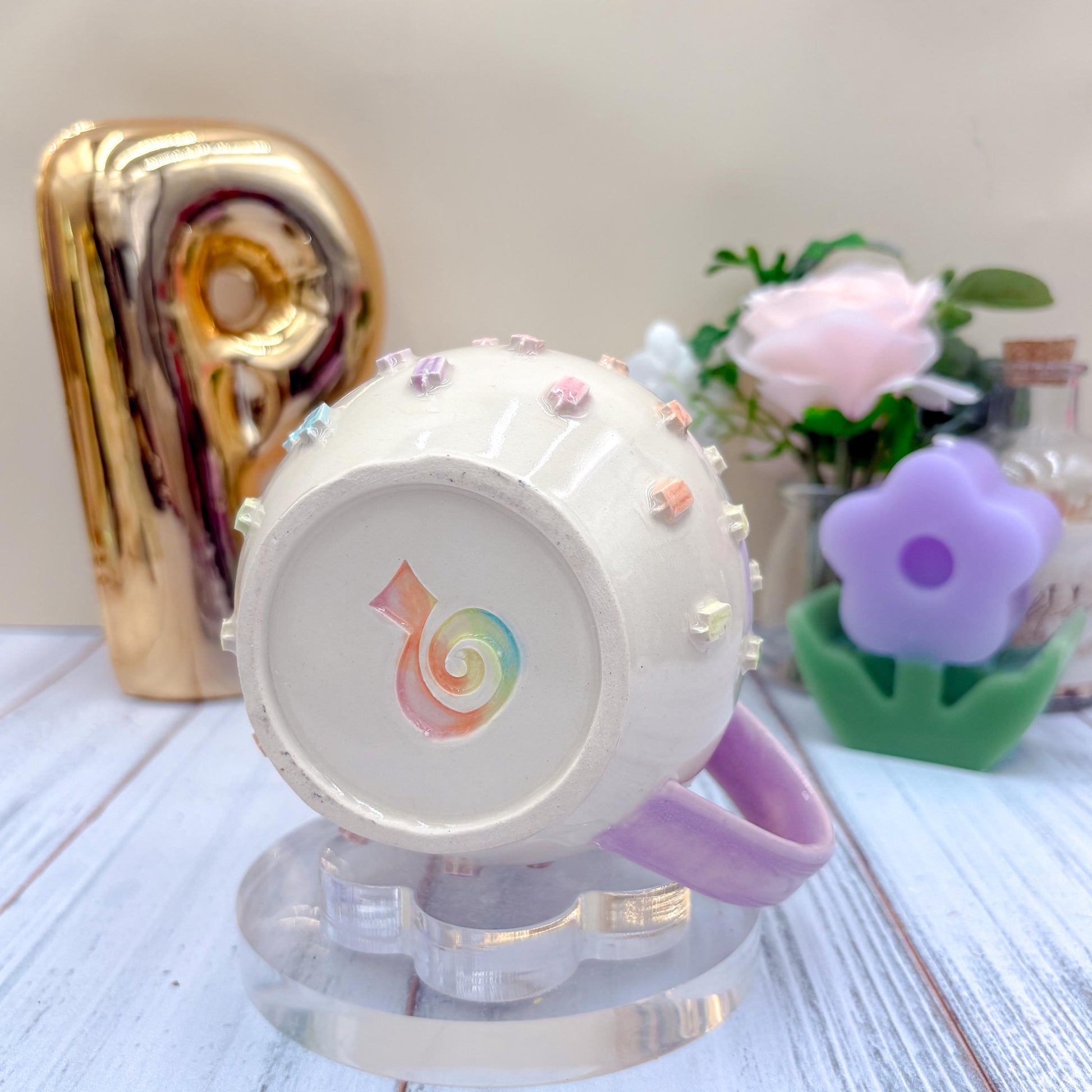 Pastel Rainbow Ice Cream 20 Ounce Ceramic Mug, Ceramic Mug Handmade, Summer Gift Idea, Ice Cream Lovers, Ice Cream Mug For Mom, Ice CreamCup