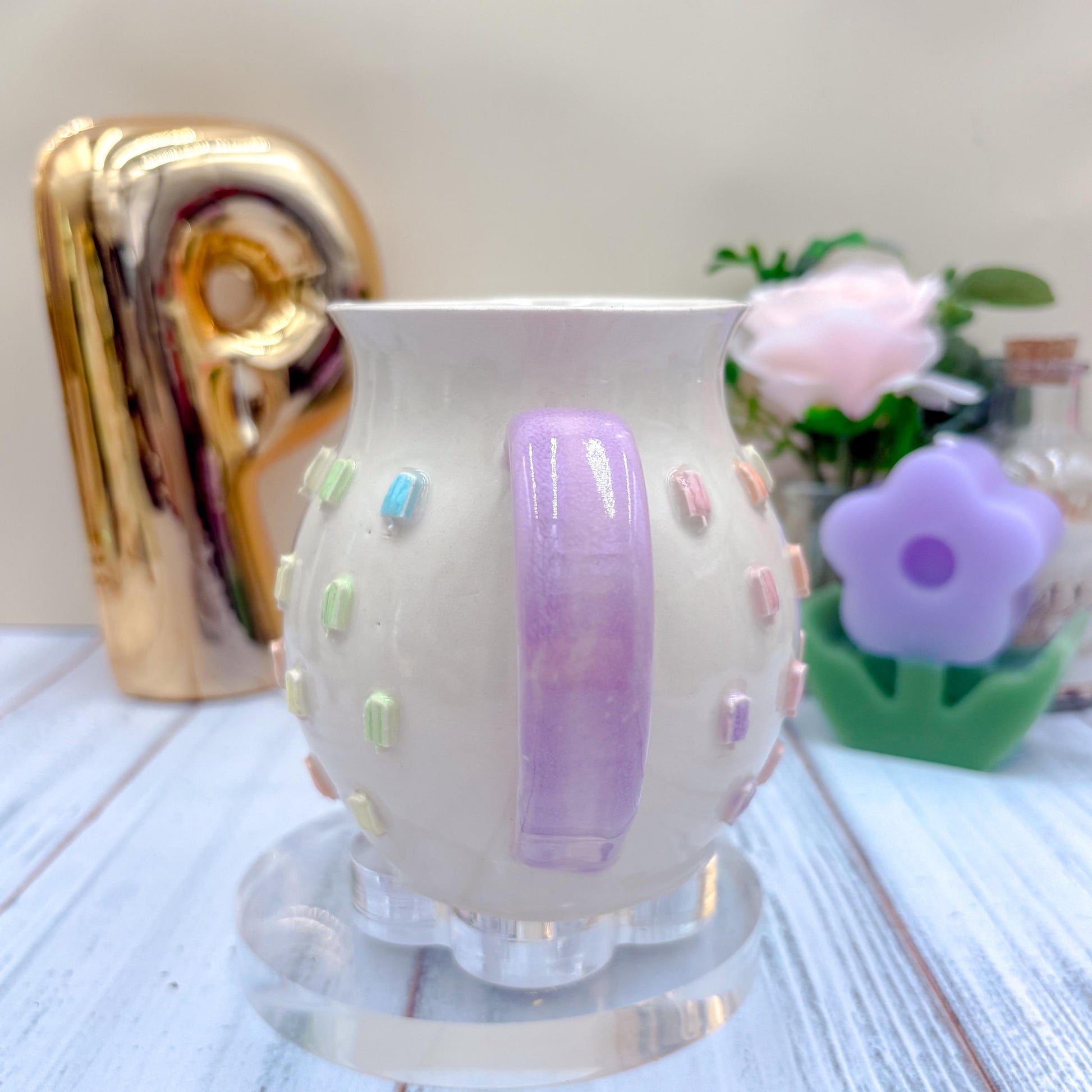 Pastel Rainbow Ice Cream 20 Ounce Ceramic Mug, Ceramic Mug Handmade, Summer Gift Idea, Ice Cream Lovers, Ice Cream Mug For Mom, Ice CreamCup