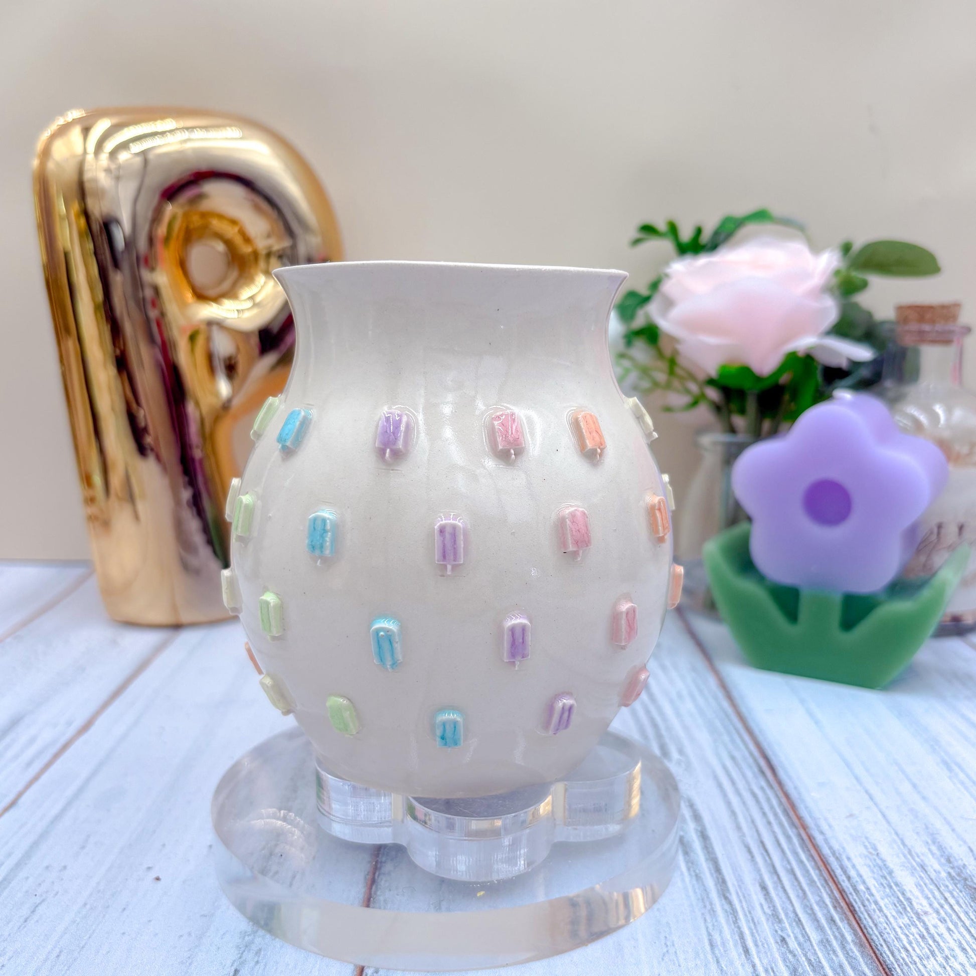 Pastel Rainbow Ice Cream 20 Ounce Ceramic Mug, Ceramic Mug Handmade, Summer Gift Idea, Ice Cream Lovers, Ice Cream Mug For Mom, Ice CreamCup