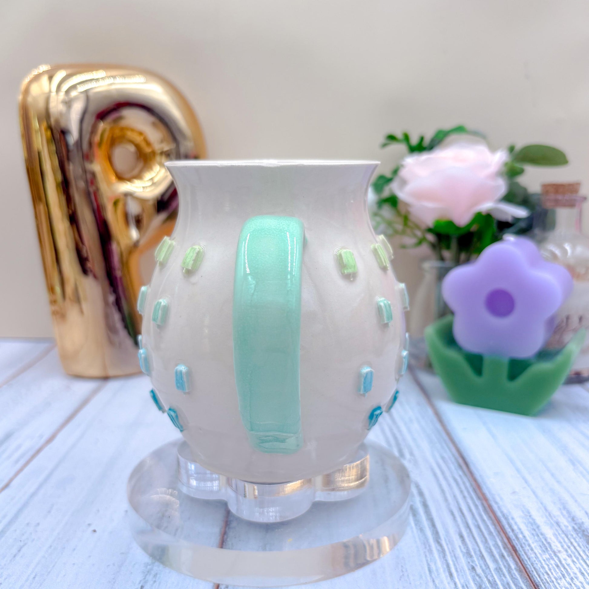Blue Rainbow Ice Cream 20 Ounce Ceramic Mug, Ceramic Mug Handmade, Summer Gift Idea, Ice Cream Lovers, Ice Cream Mug For Mom, Ice CreamCup