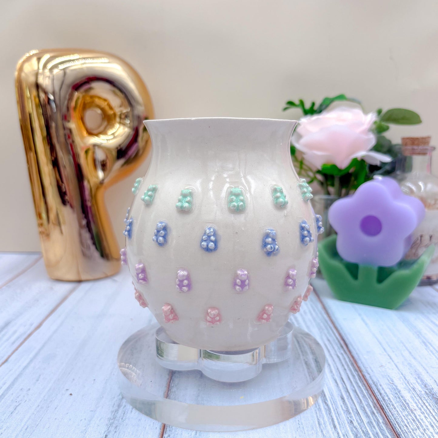 Ombré Gummy Bear 20 Ounce Ceramic Mug, Ceramic Coffee Mug Handmade, Wife Gift Idea, Gummy Bear Lover, Gummy Bear Mug For Mom, Gummy Bear cup