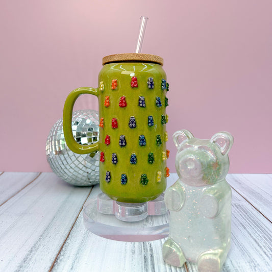 Lime Green Gummy Bear Tumbler Ceramic Mug, Ceramic Coffee Mug Handmade, Gummy Bear Lovers, Gummy Bear Mug For Mom, Gummy Bear cup, Gift mom