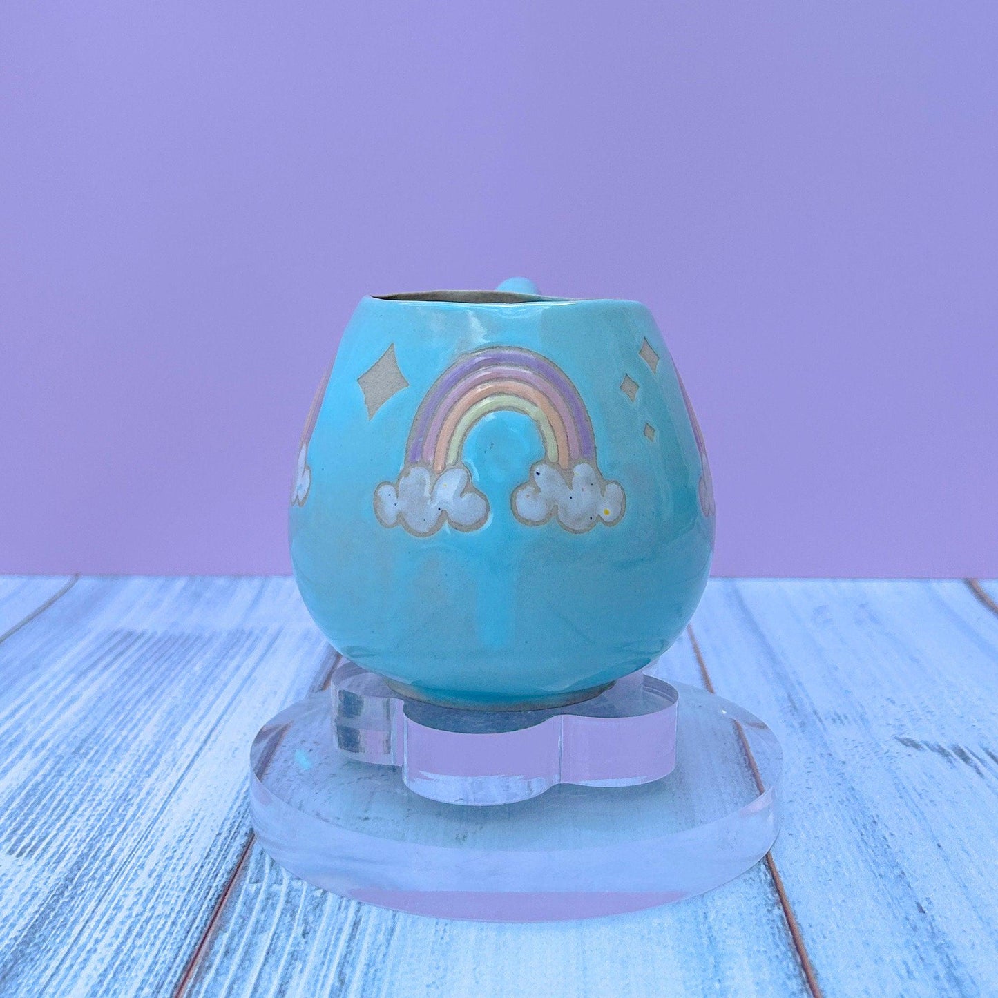 Light Blue Rainbow 12 oz Ceramic Mug
