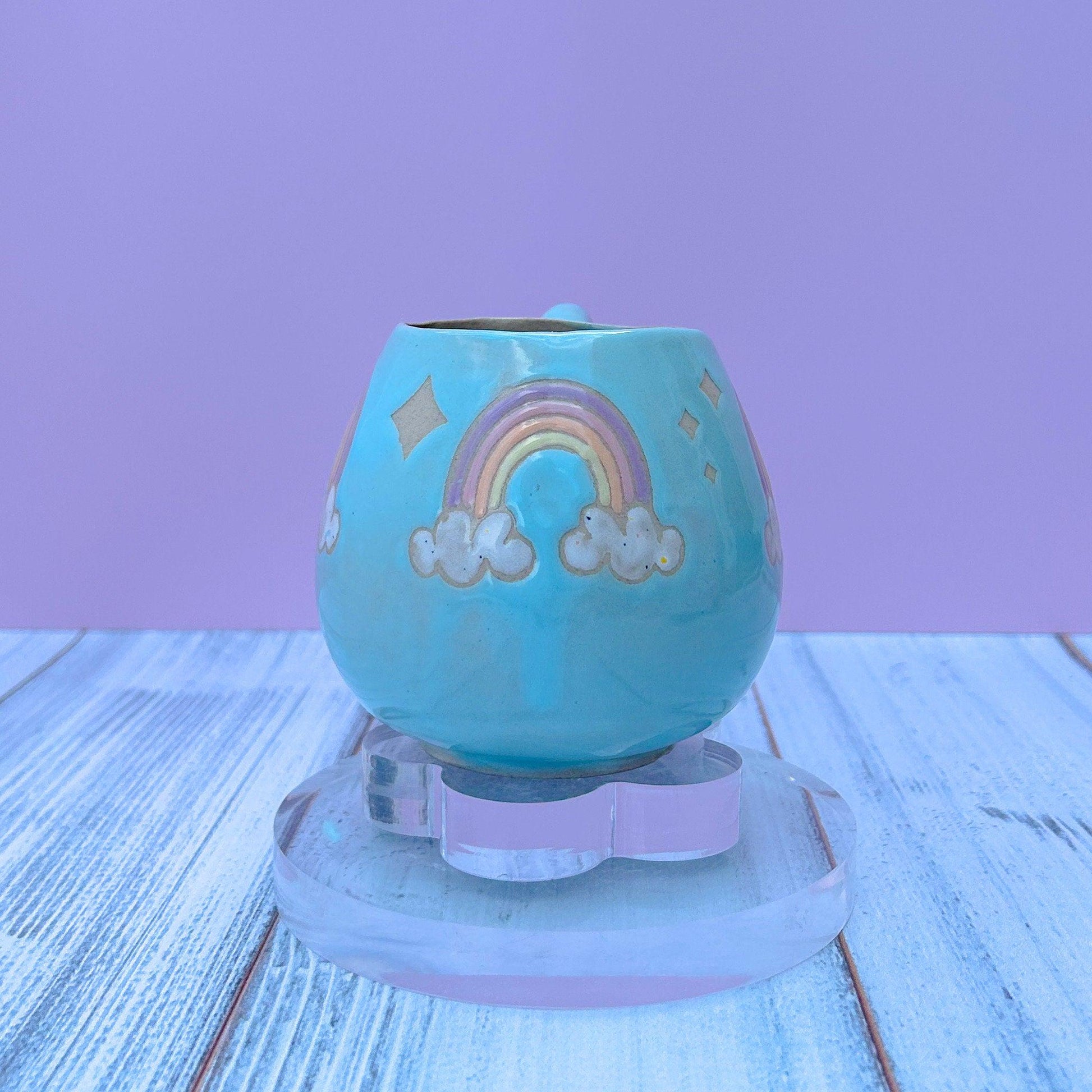 Light Blue Rainbow 12 oz Ceramic Mug