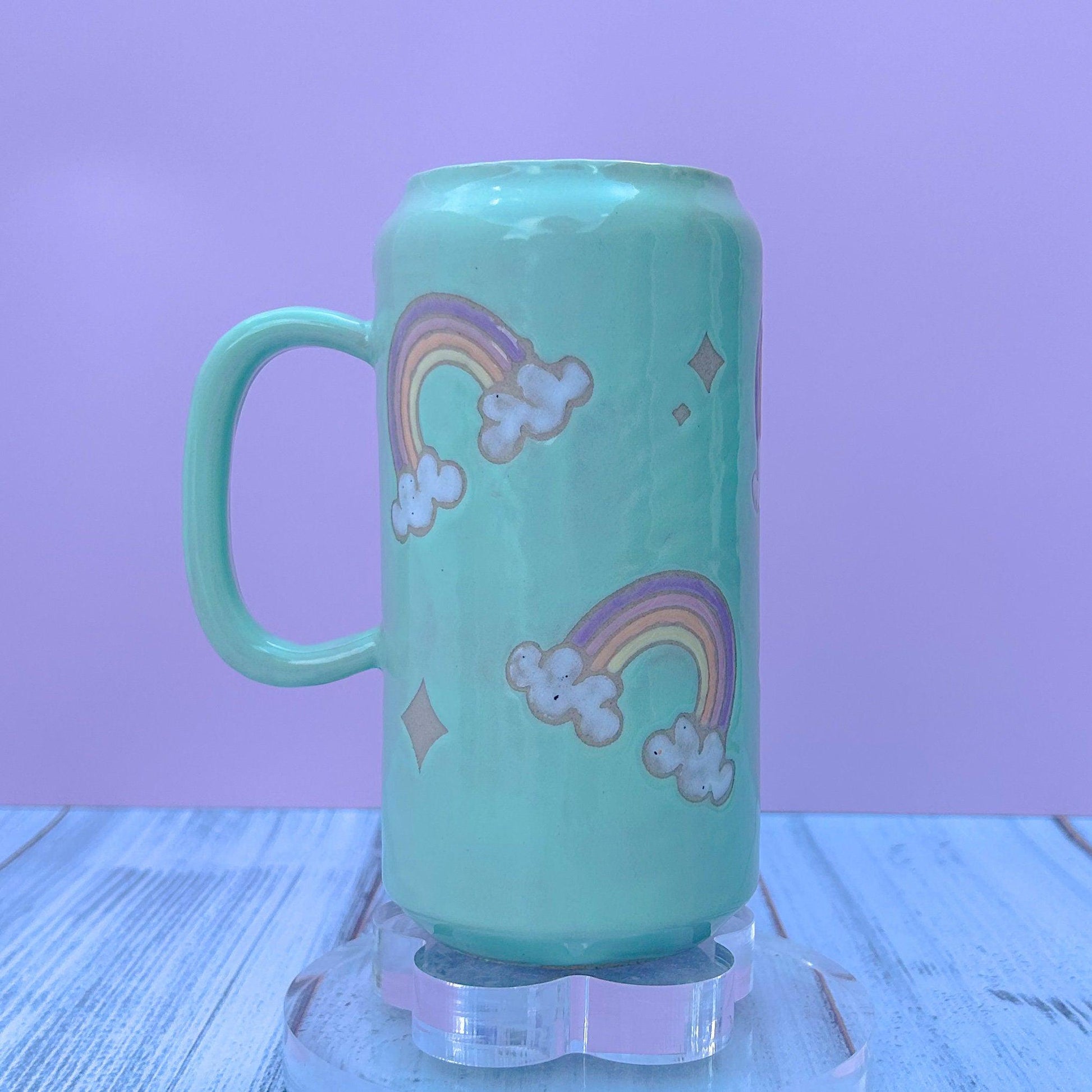 Aqua Rainbow Tumbler Ceramic Mug