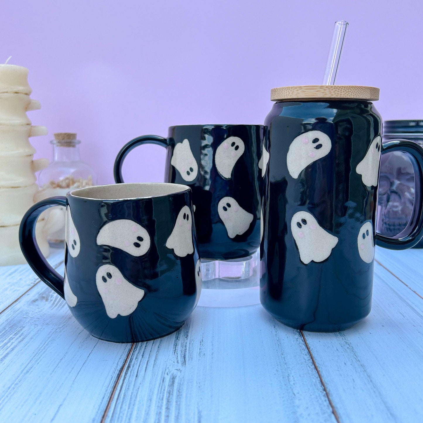 Black Ghost Tumbler Ceramic Mug