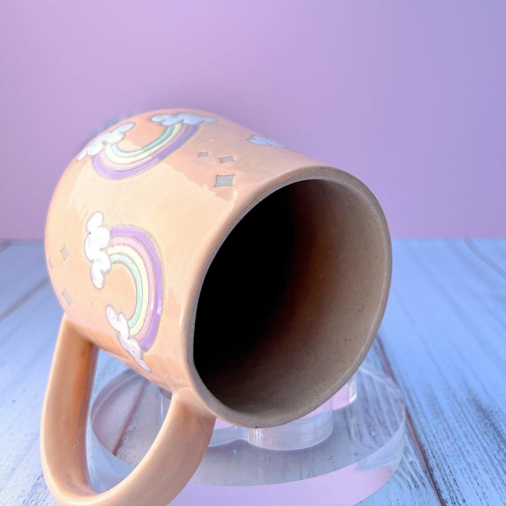 Peach Rainbow 16 Ounce Ceramic Mug