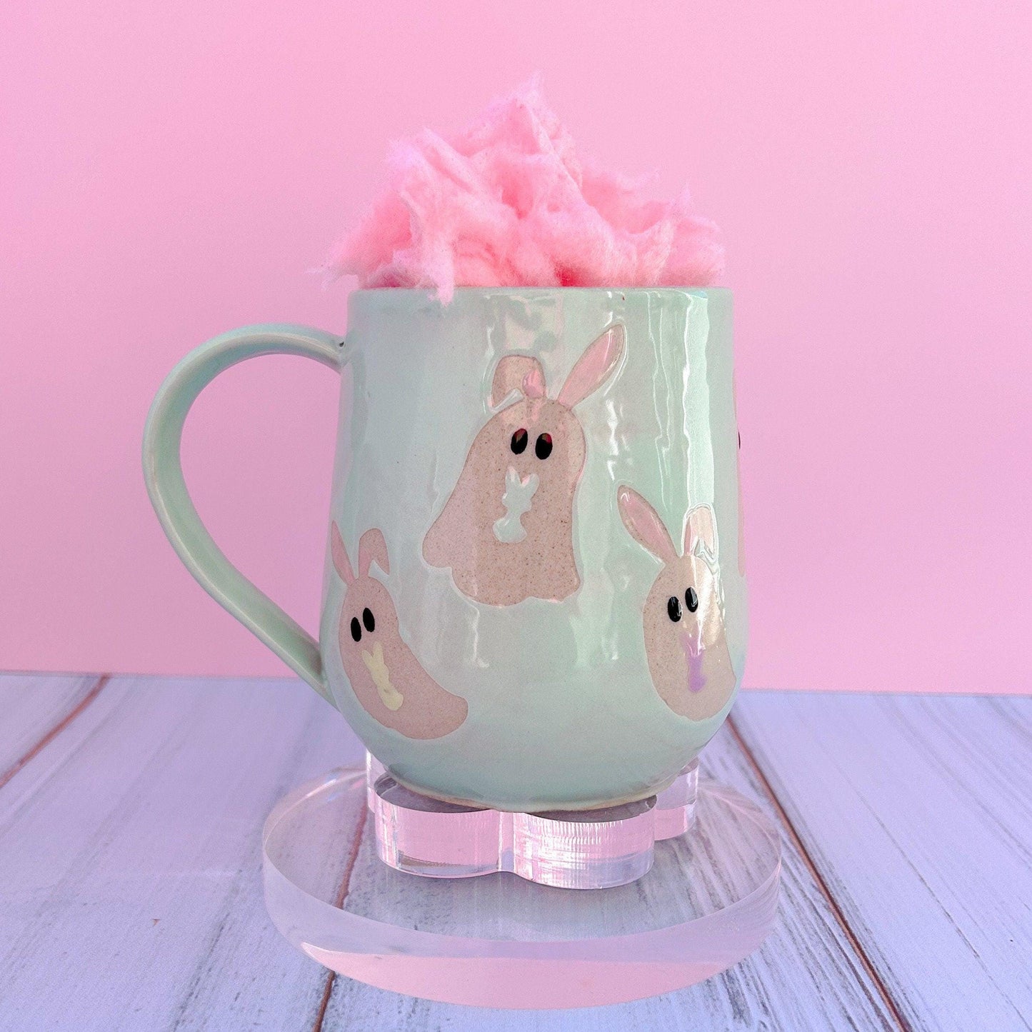 Aqua Ghost Bunny Spring Ceramic Mug