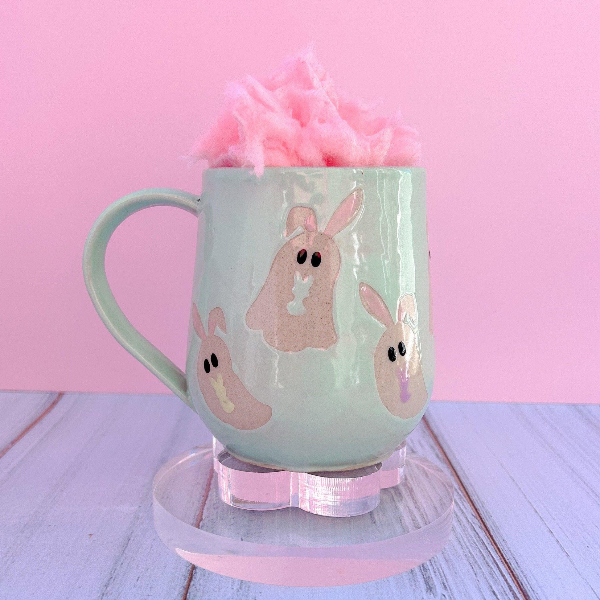Aqua Ghost Bunny Spring Ceramic Mug