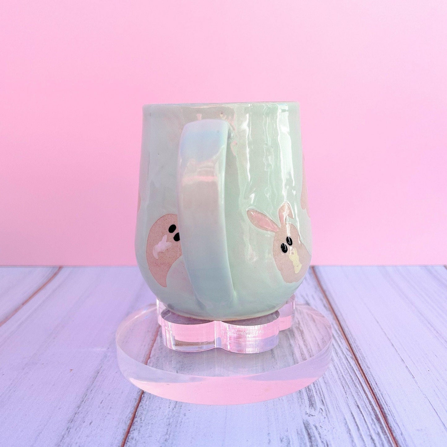 Aqua Ghost Bunny Spring Ceramic Mug
