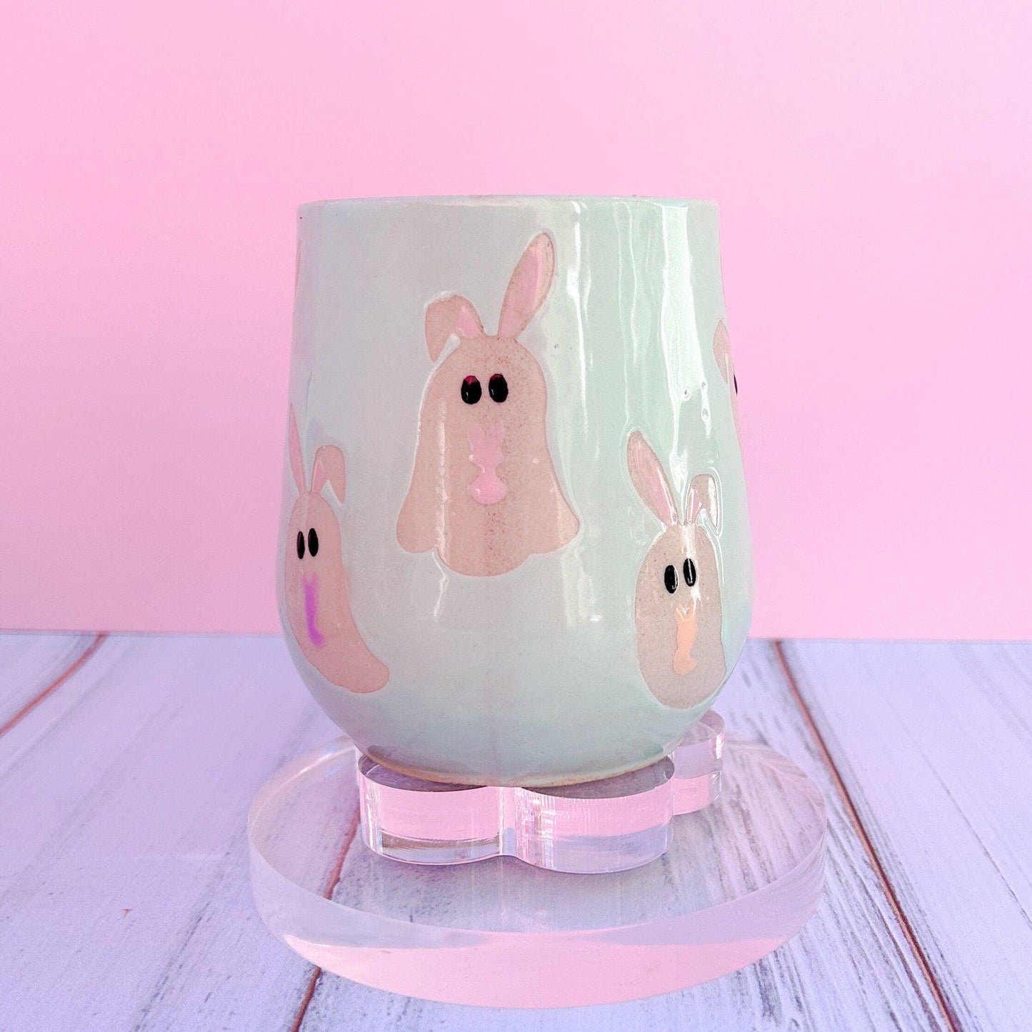 Aqua Ghost Bunny Spring Ceramic Mug