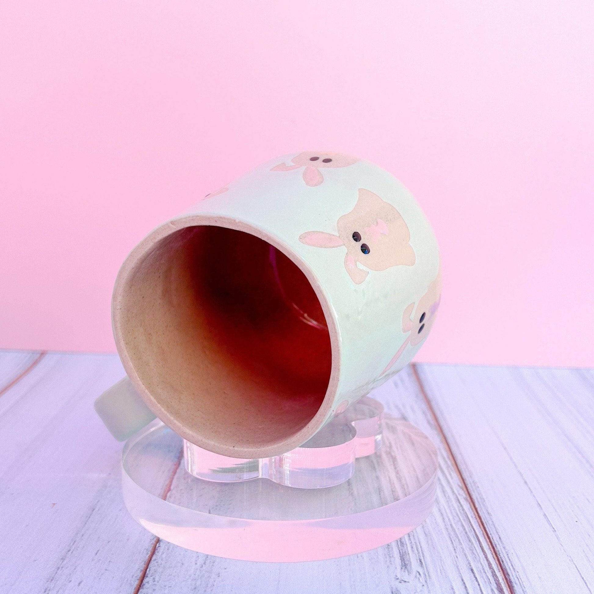 Aqua Ghost Bunny Spring Ceramic Mug