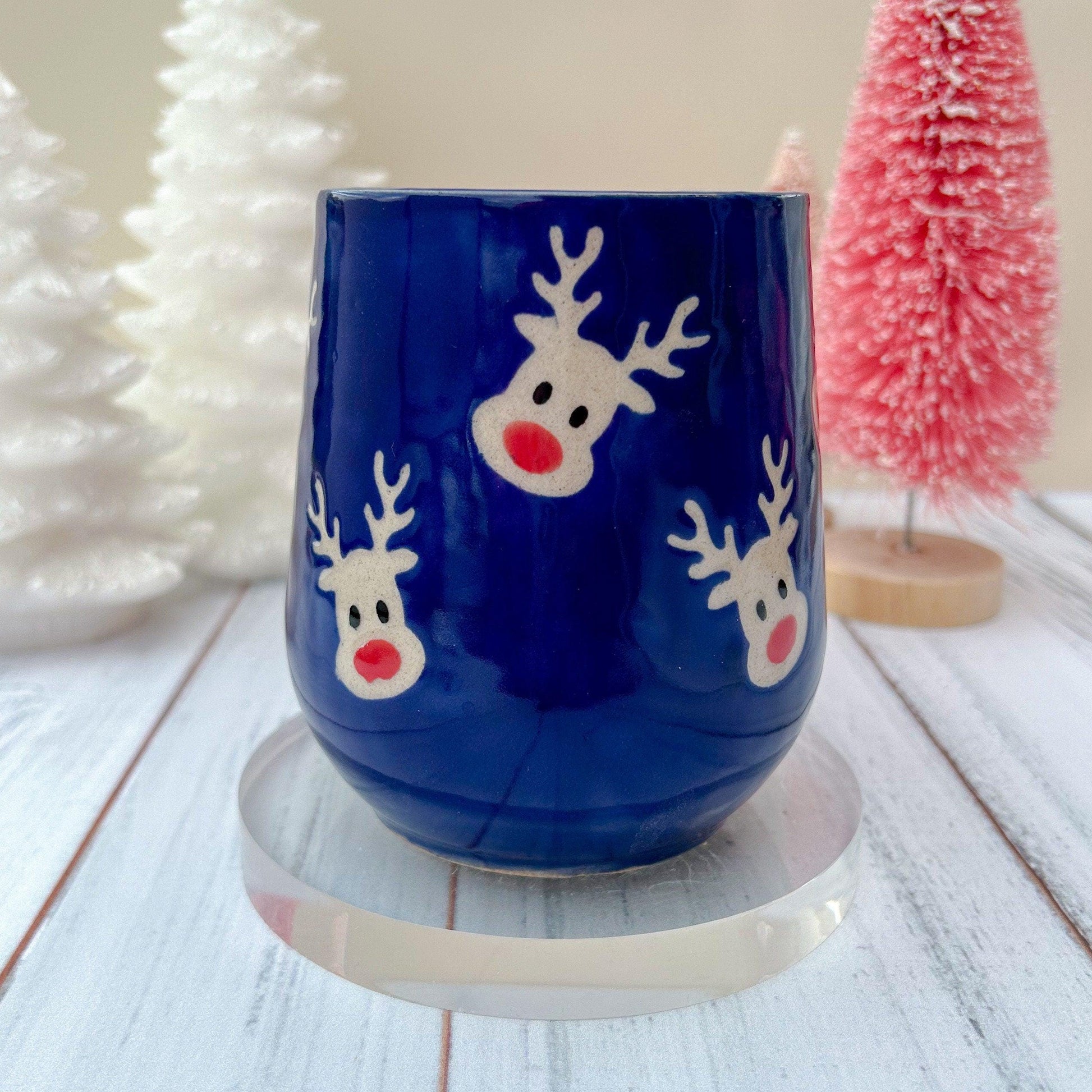 Blue Reindeer 16 Ounce Ceramic Mug