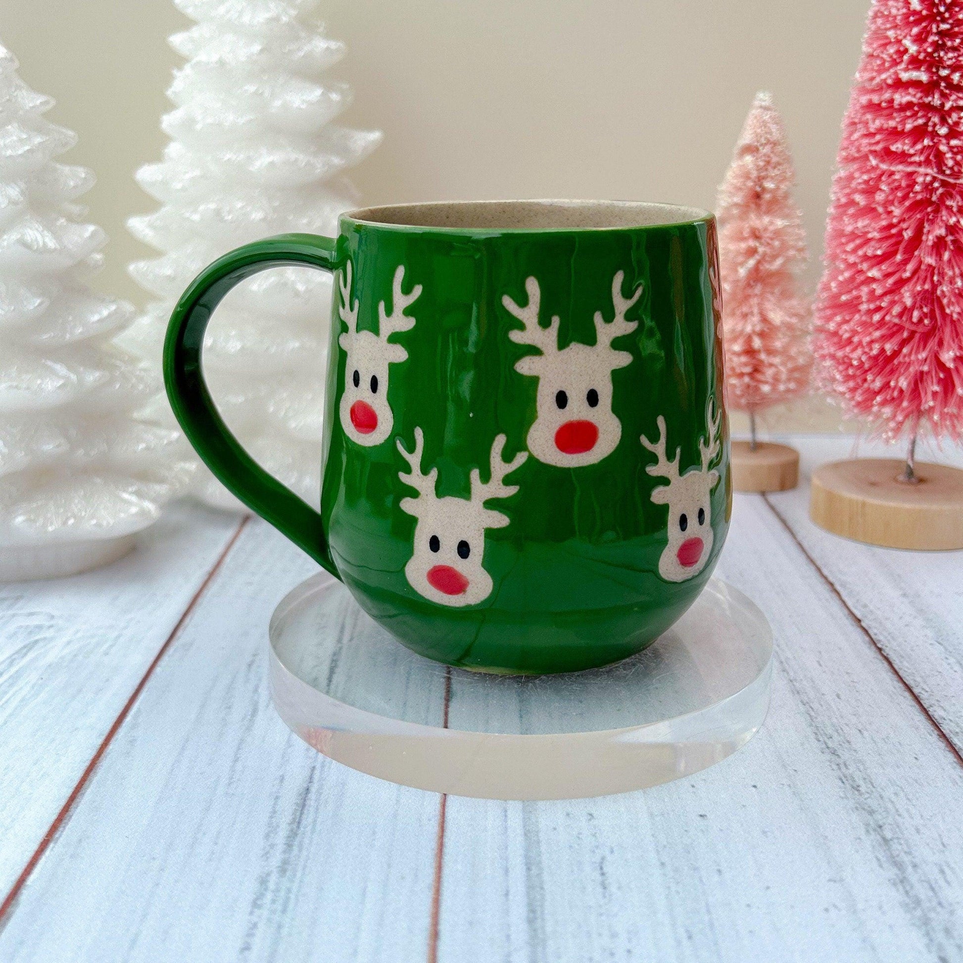 Green Reindeer Ceramic Mug