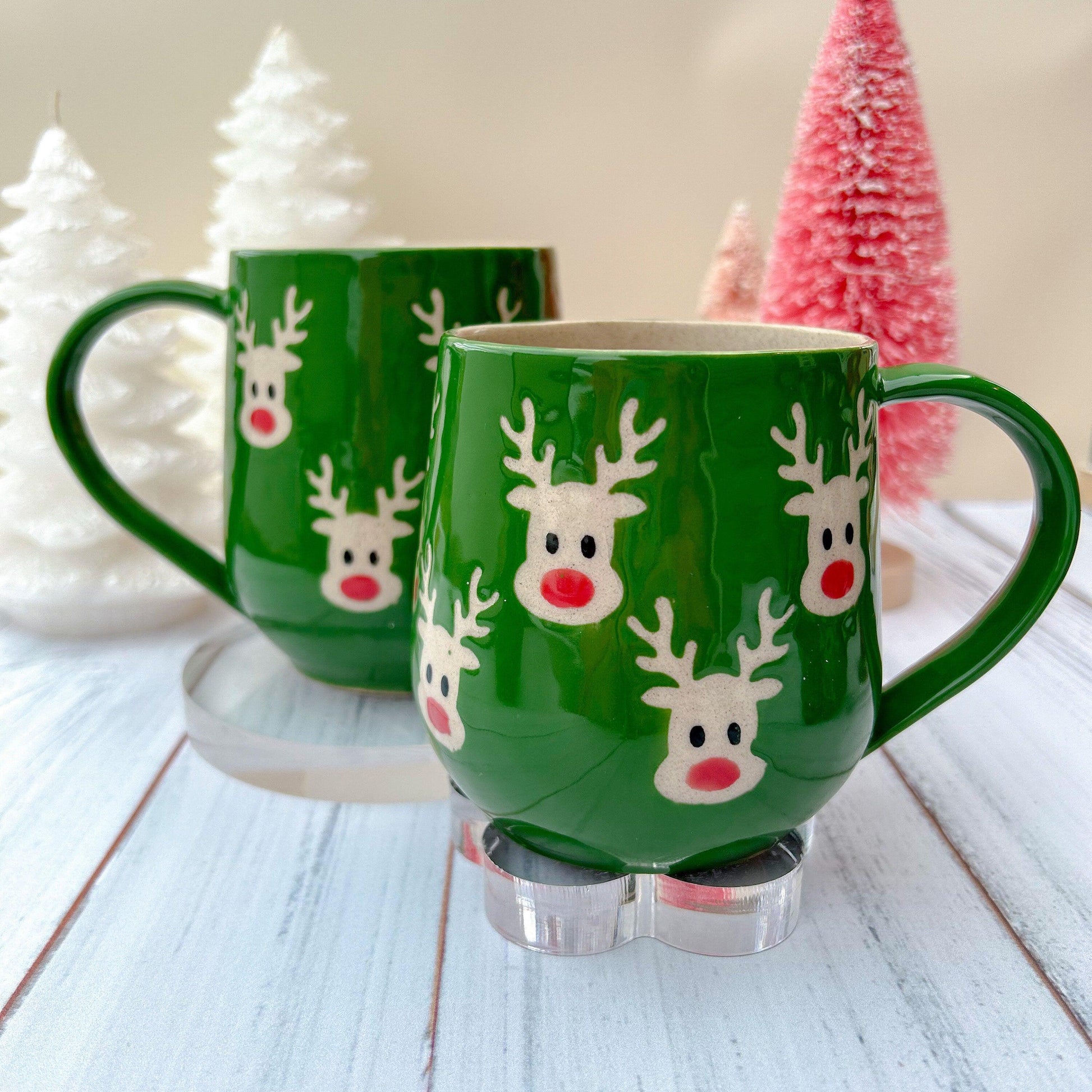 Green Reindeer Ceramic Mug
