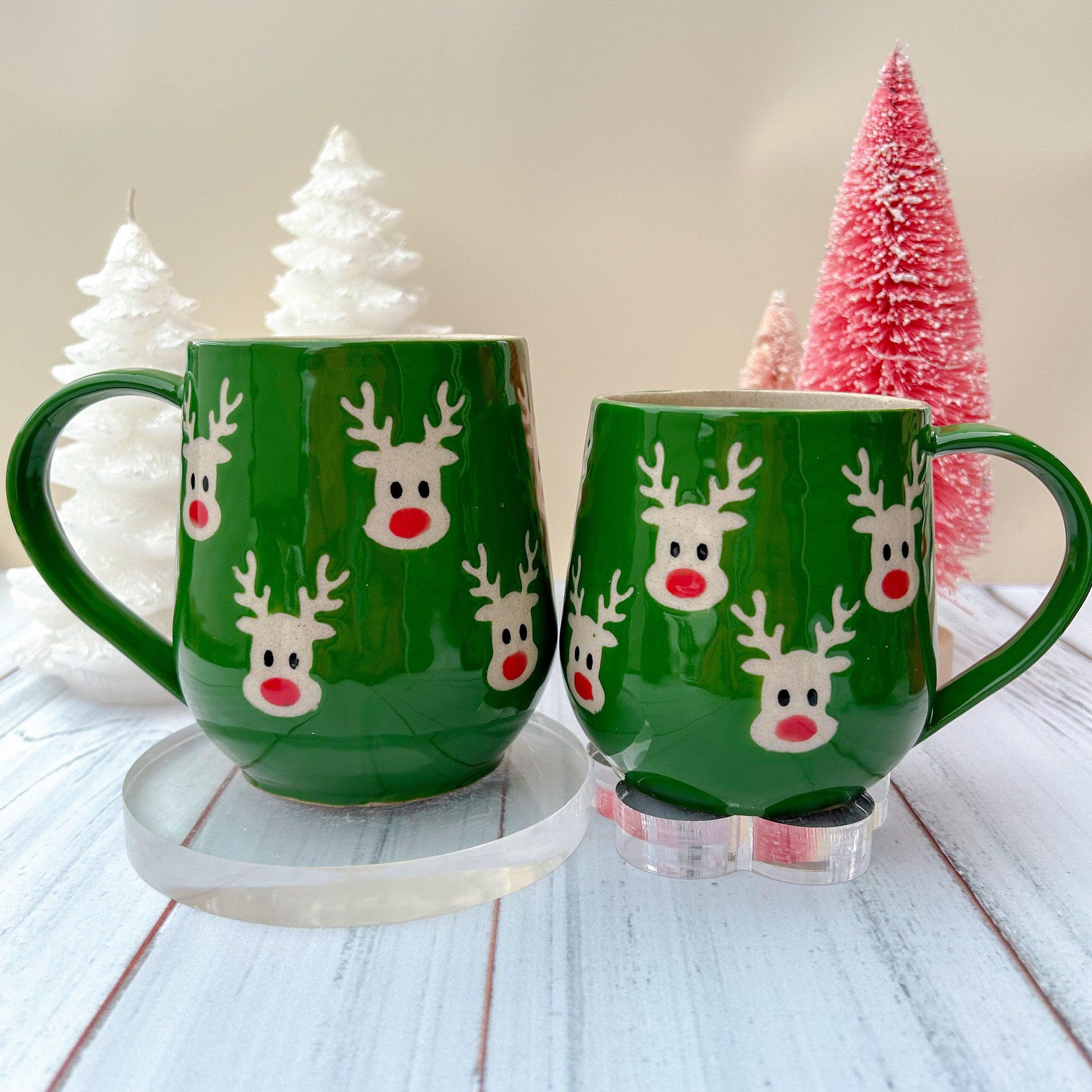 Green Reindeer Ceramic Mug