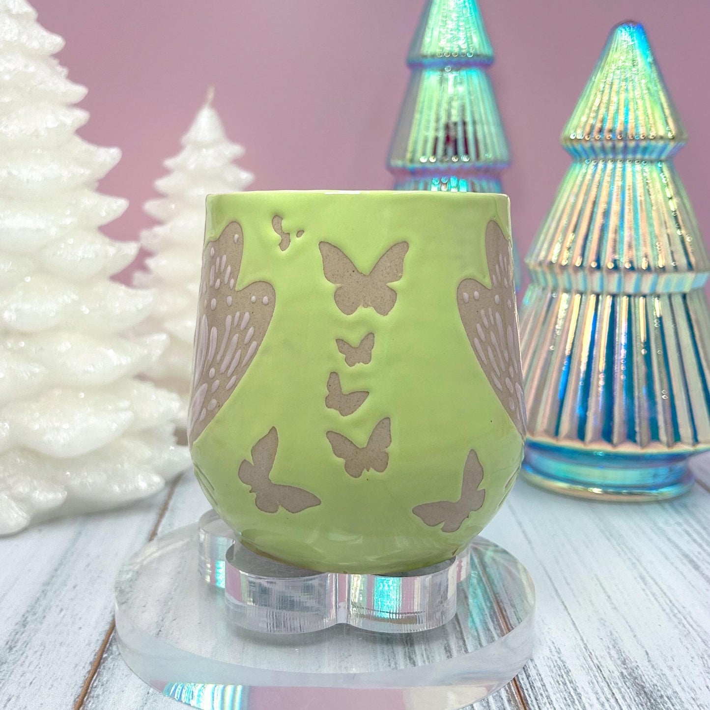 Light Green Butterfly Ceramic Mug