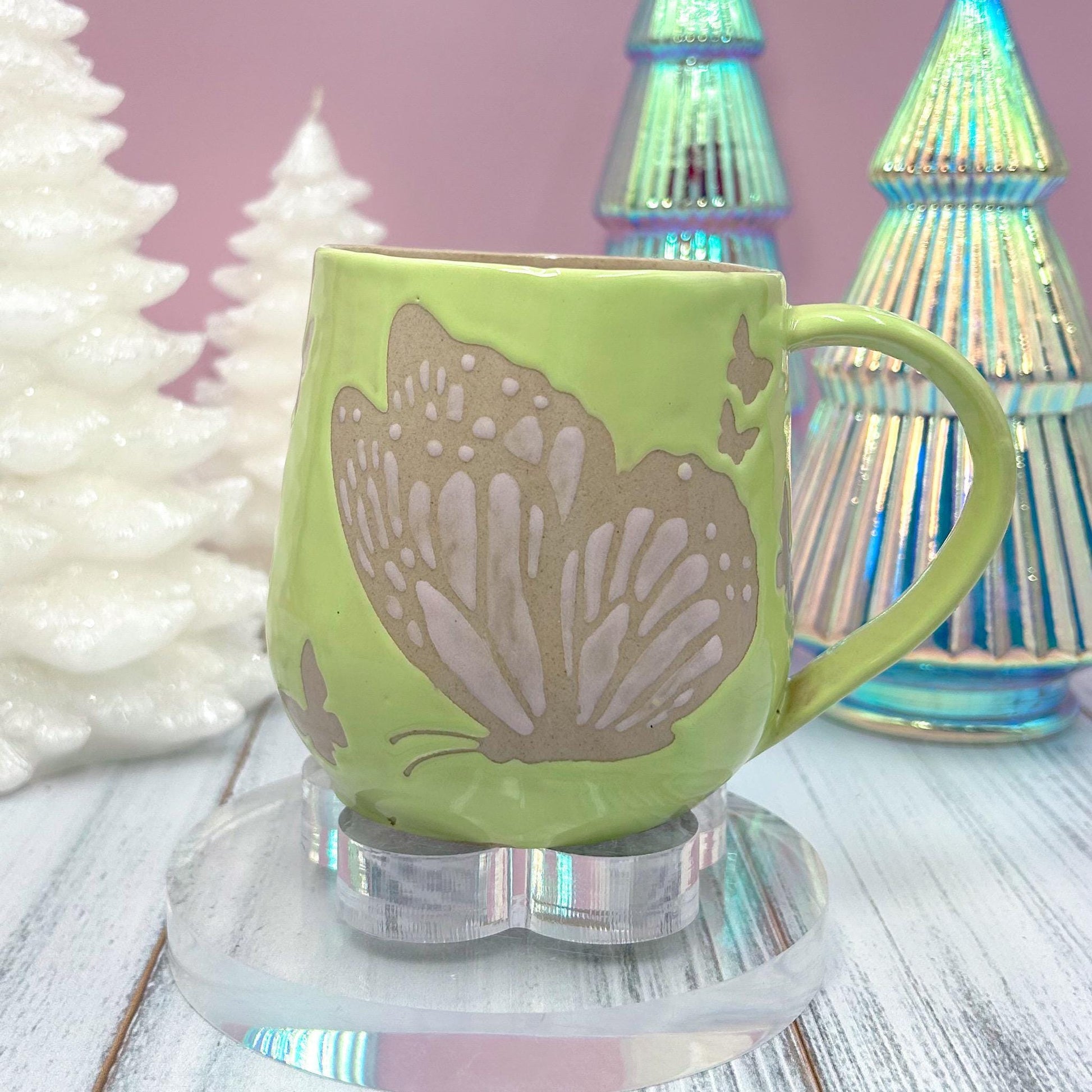 Light Green Butterfly Ceramic Mug