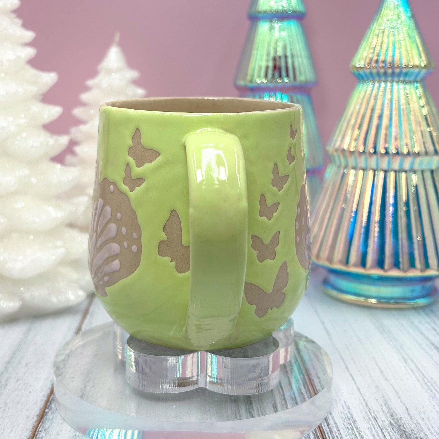 Light Green Butterfly Ceramic Mug