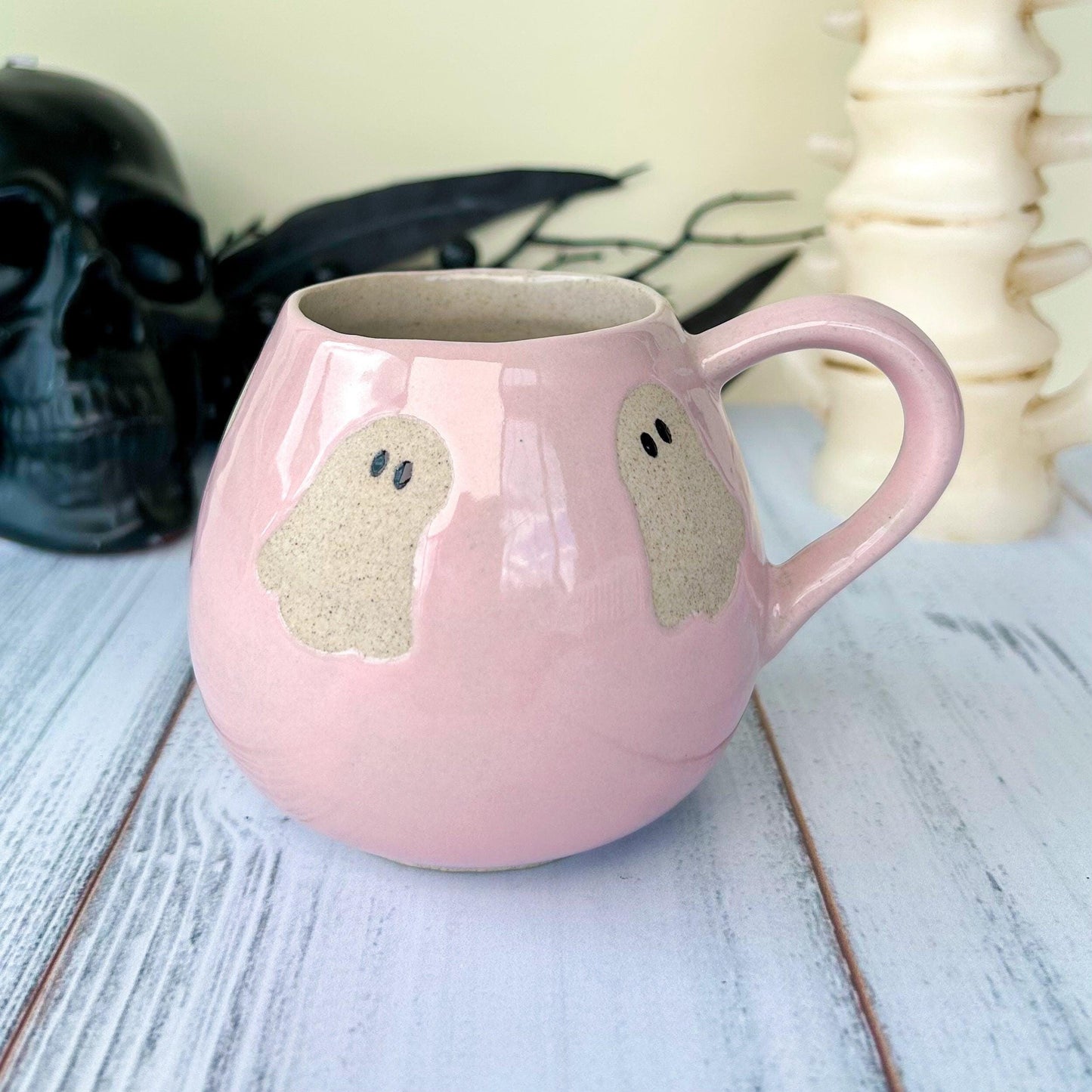 Pink Ghost 12 Ounce Ceramic Mug