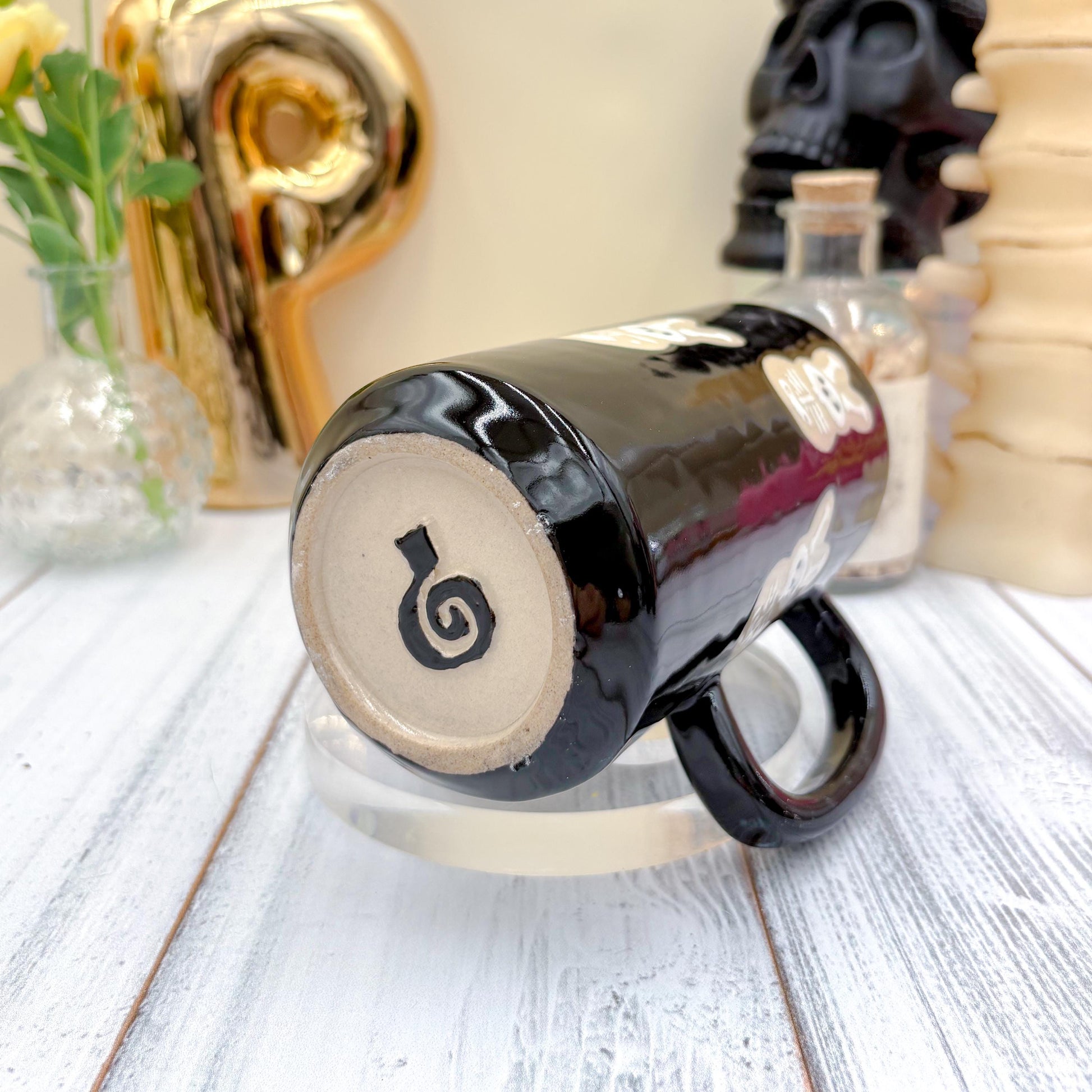 Black Seleton Bunny Spring Ceramic Mug