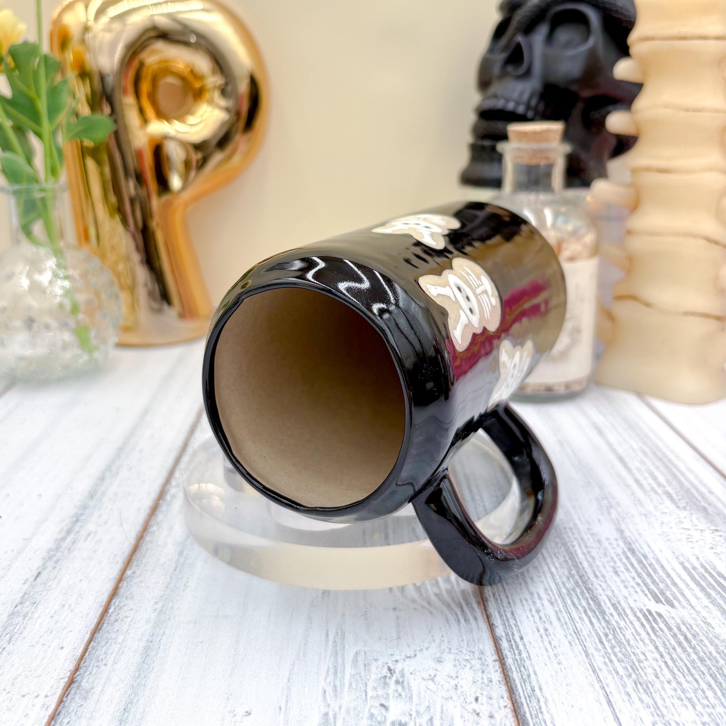 Black Seleton Bunny Spring Ceramic Mug