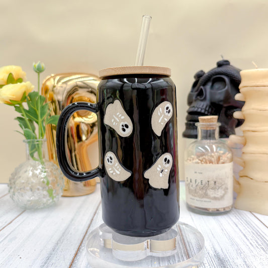 Black Skeleton Ghost Ceramic Tumbler Mug