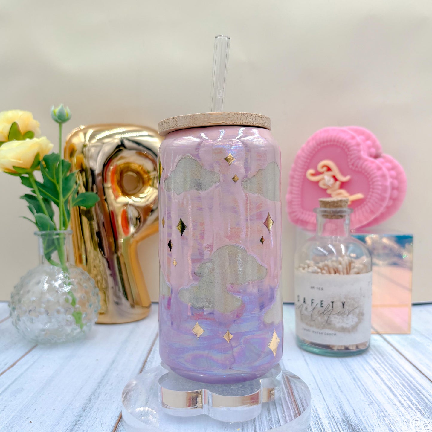Gold Pink Cloud Sunset Ceramic Tumbler