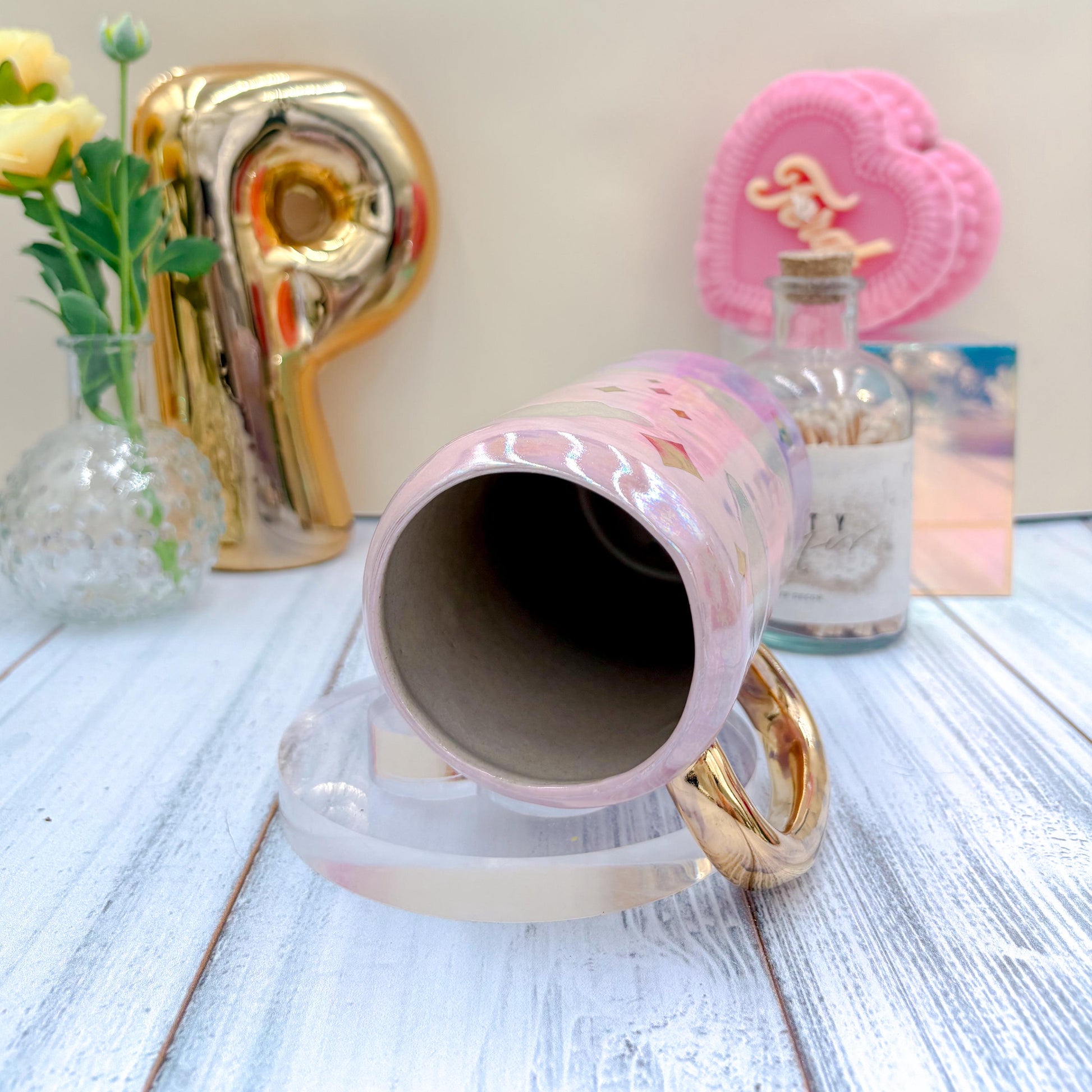 Gold Pink Cloud Sunset Ceramic Tumbler