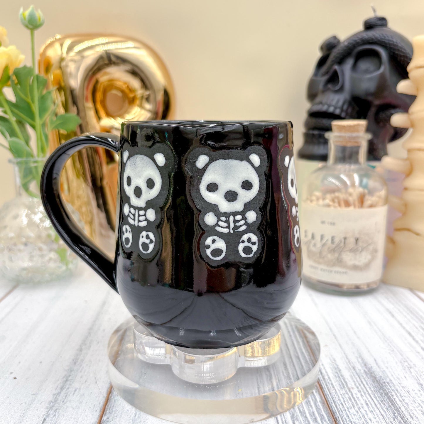 Matte Black Gummy Bear Ceramic Mug