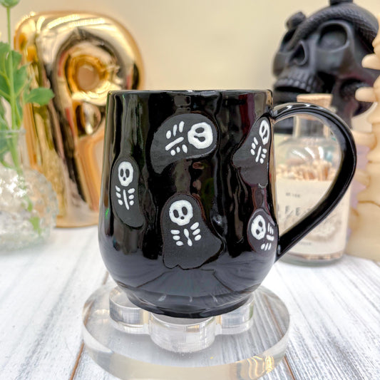 Black Skeleton Ghost Ceramic Mug
