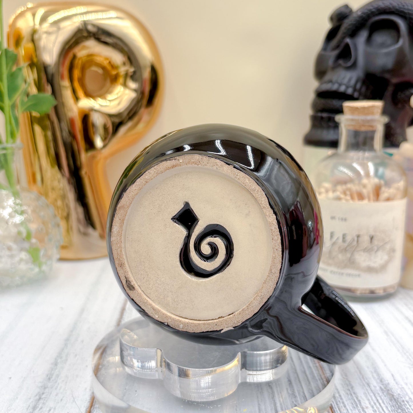 Matte Black Skeleton Ghost Ceramic Mug