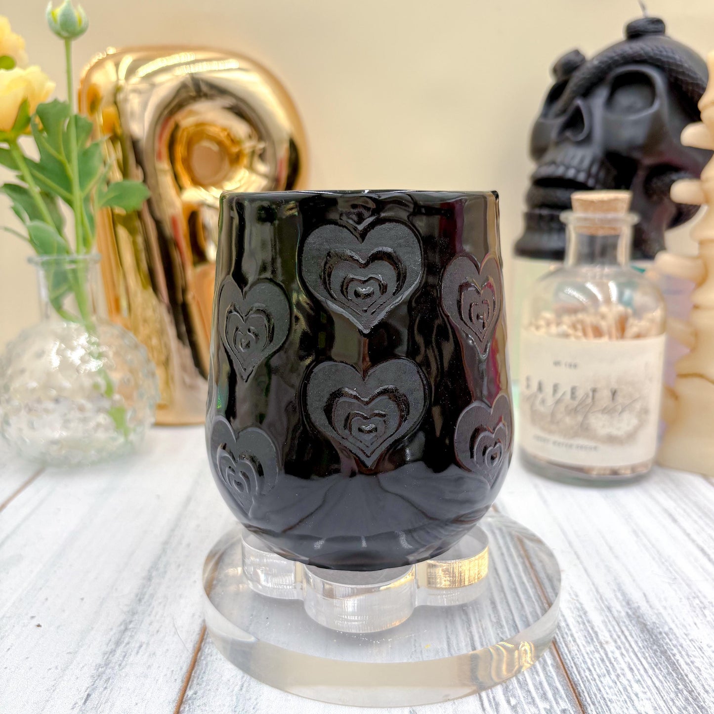 Black on Black Heart Ceramic Mug