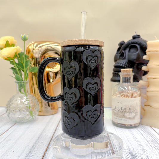 Black on Black Heart Ceramic Mug