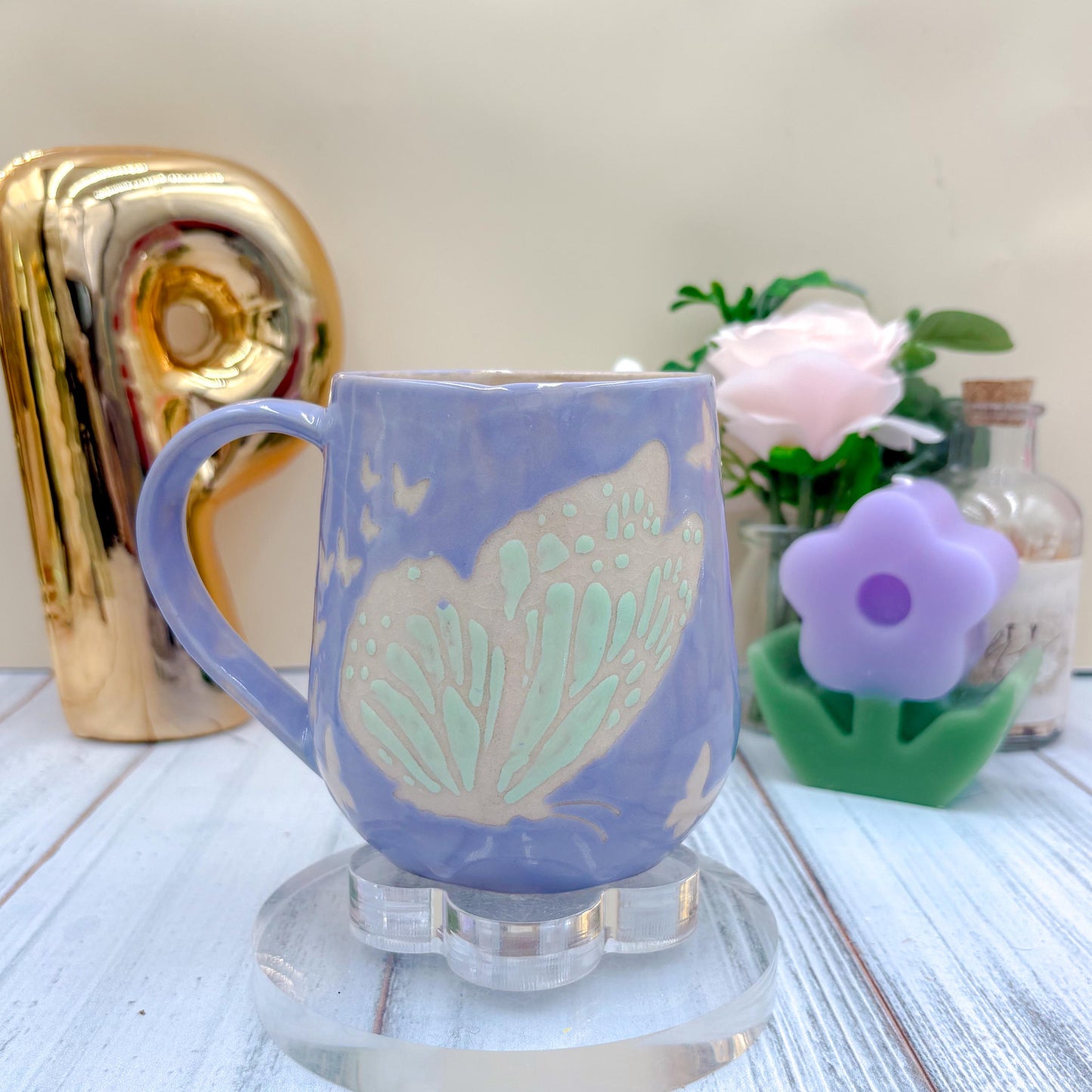 Lavender Butterfly Ceramic Mug