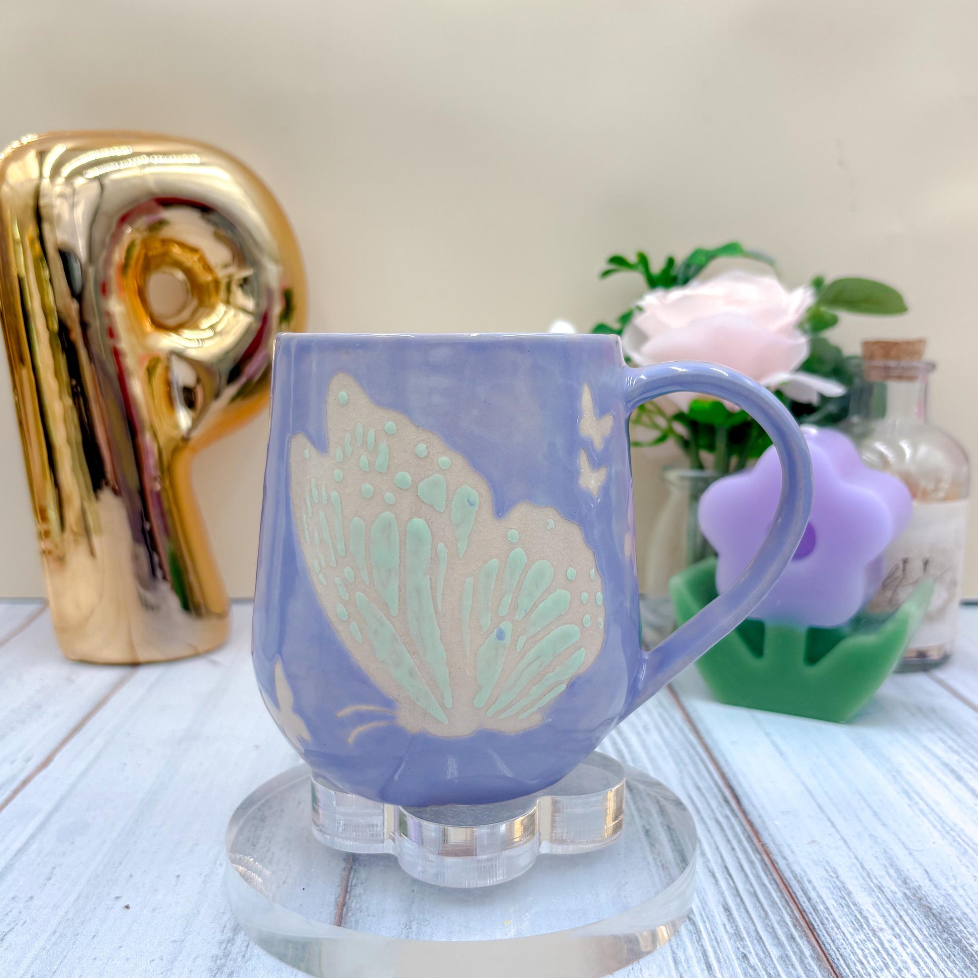 Lavender Butterfly Ceramic Mug