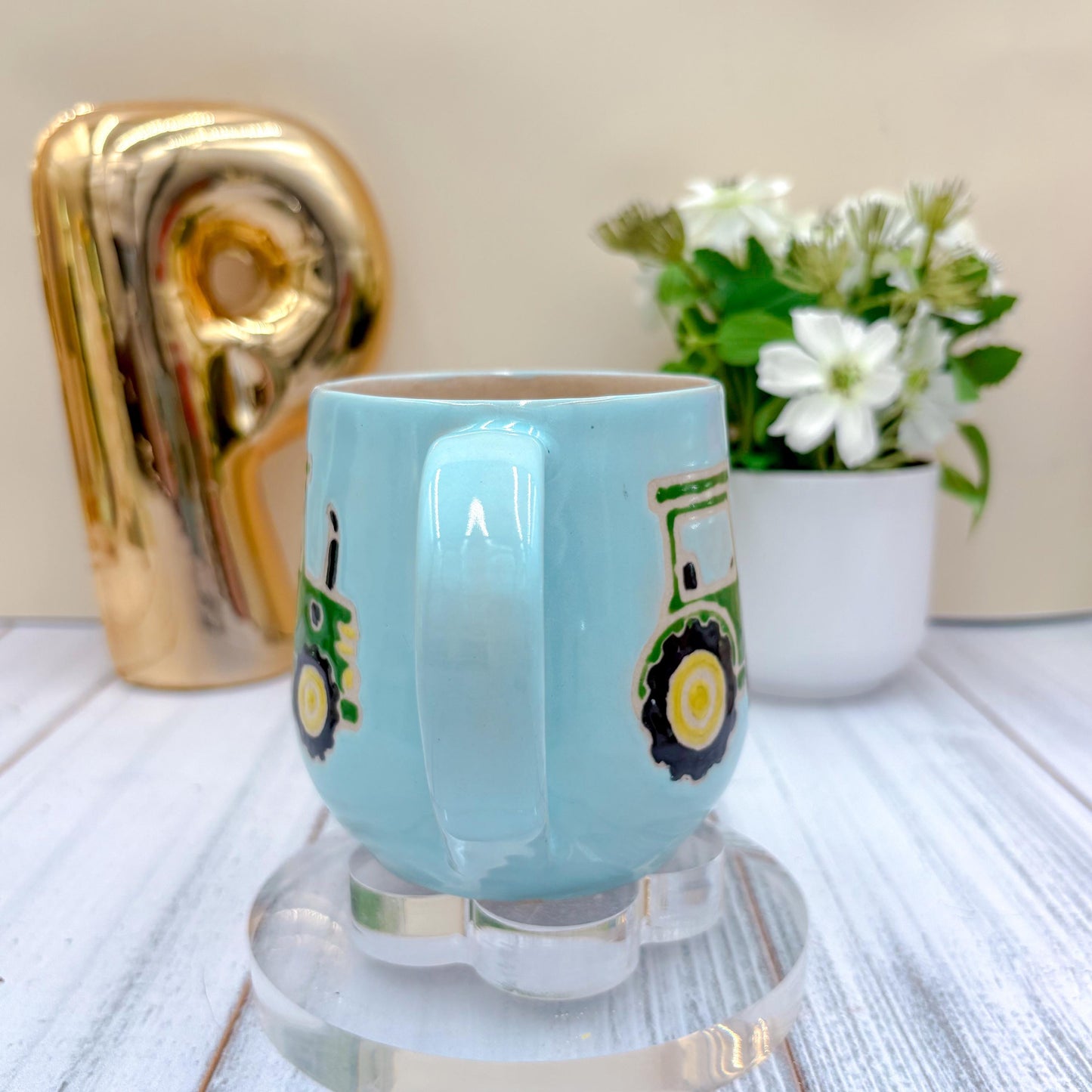 Blue Tractor Ceramic Mug
