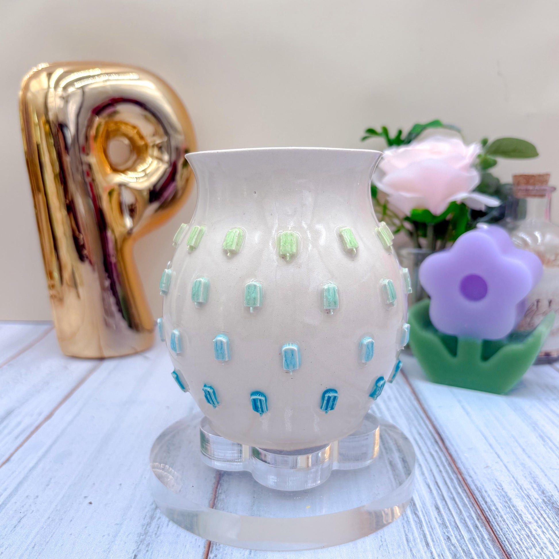 Blue Rainbow Ice Cream 20 Ounce Ceramic Mug, Ceramic Mug Handmade, Summer Gift Idea, Ice Cream Lovers, Ice Cream Mug For Mom, Ice CreamCup