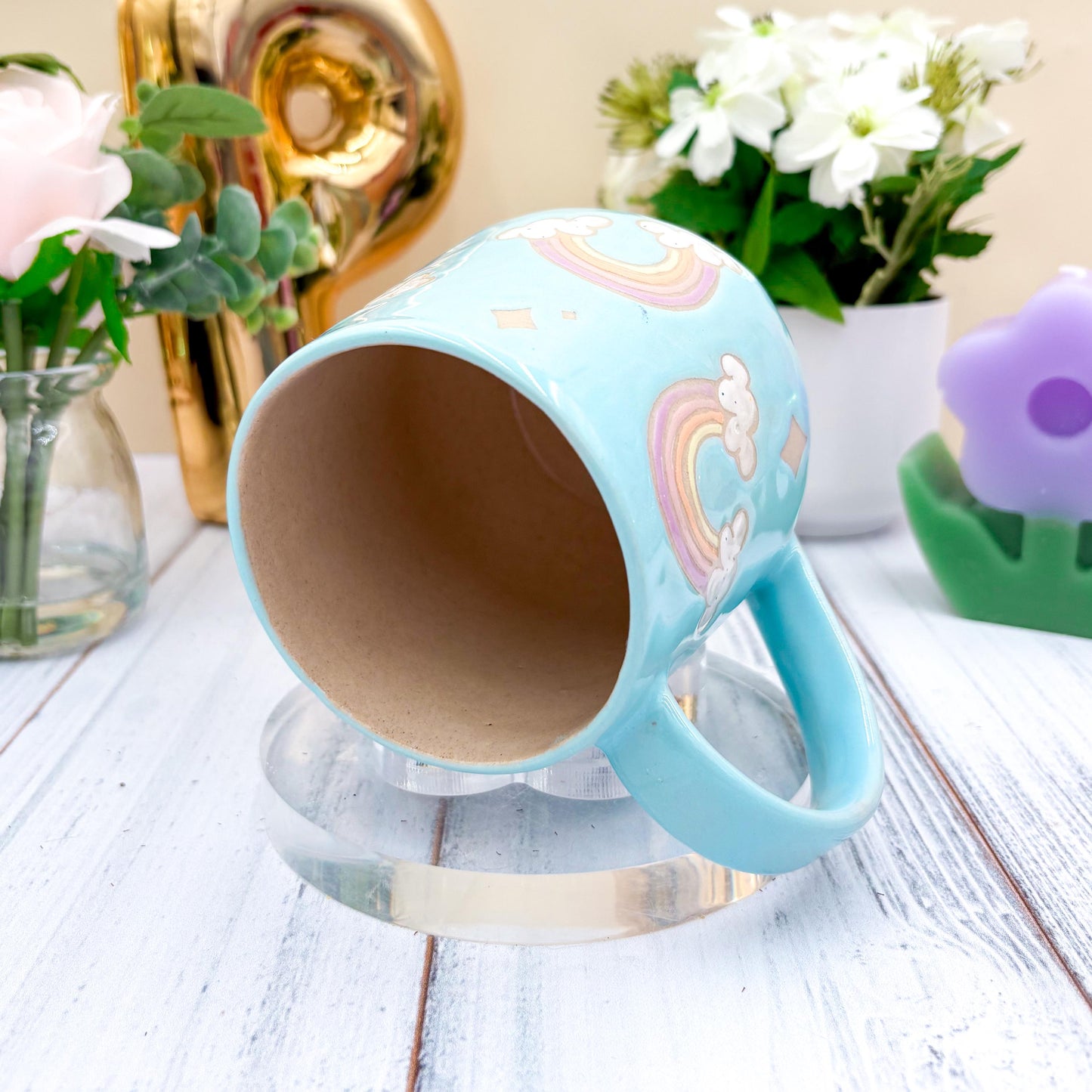 Light Blue Rainbow Ceramic Mug